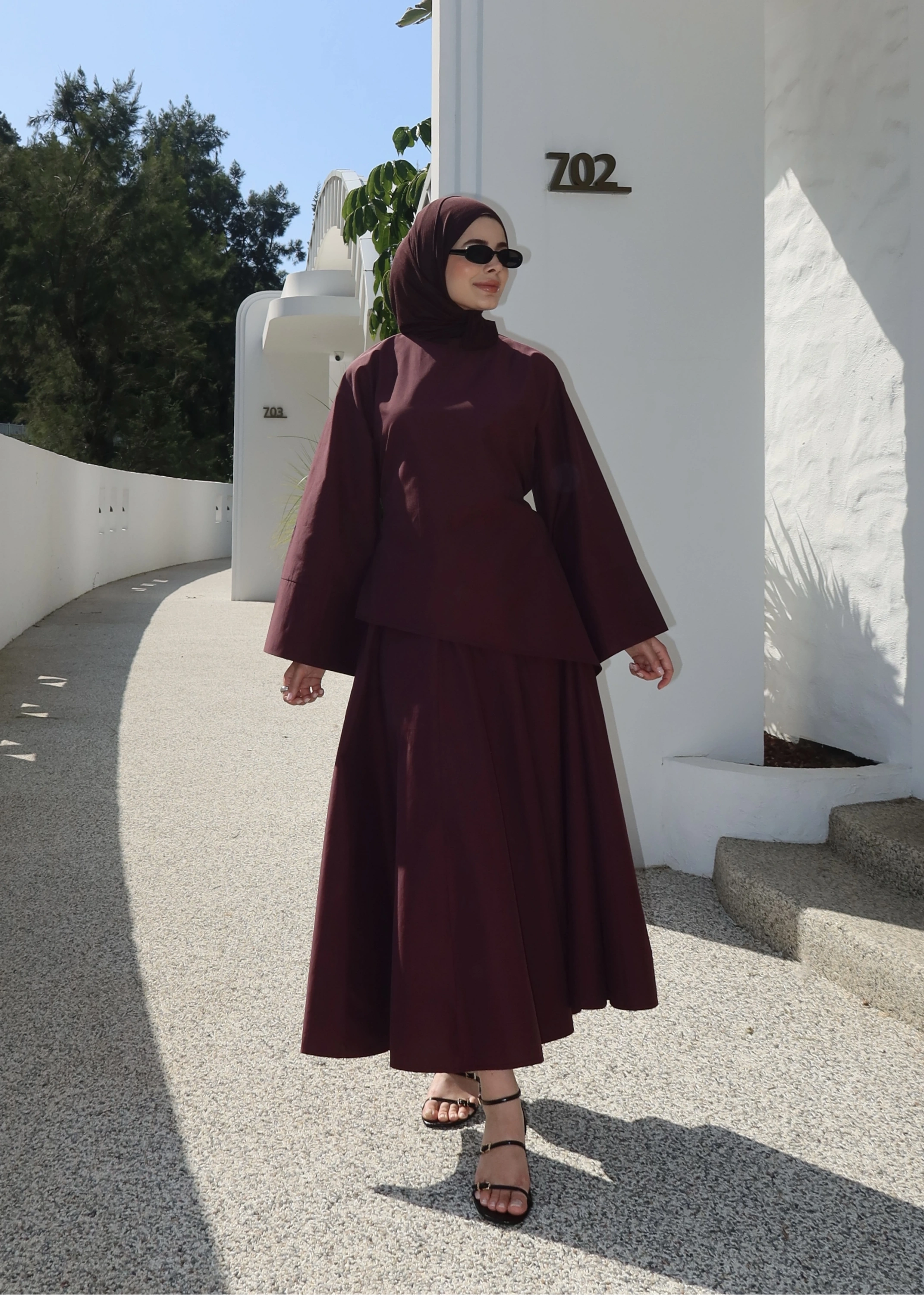 6025 BELDEN BAĞLAMA POPLİN ETEKLİ TAKIM MÜRDÜM