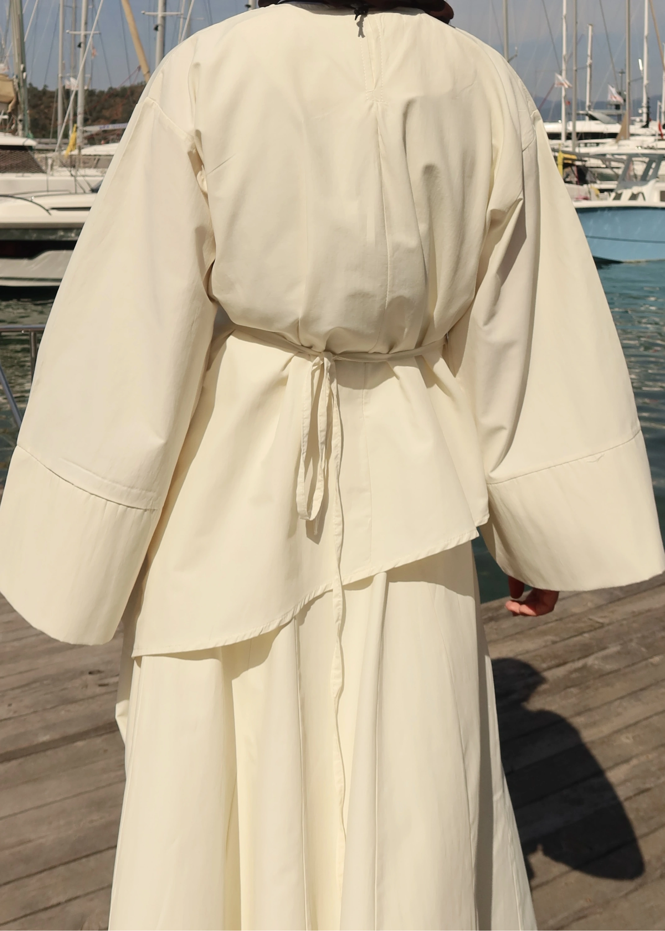 6025 BELDEN BAĞLAMA POPLİN ETEKLİ TAKIM VANİLYA