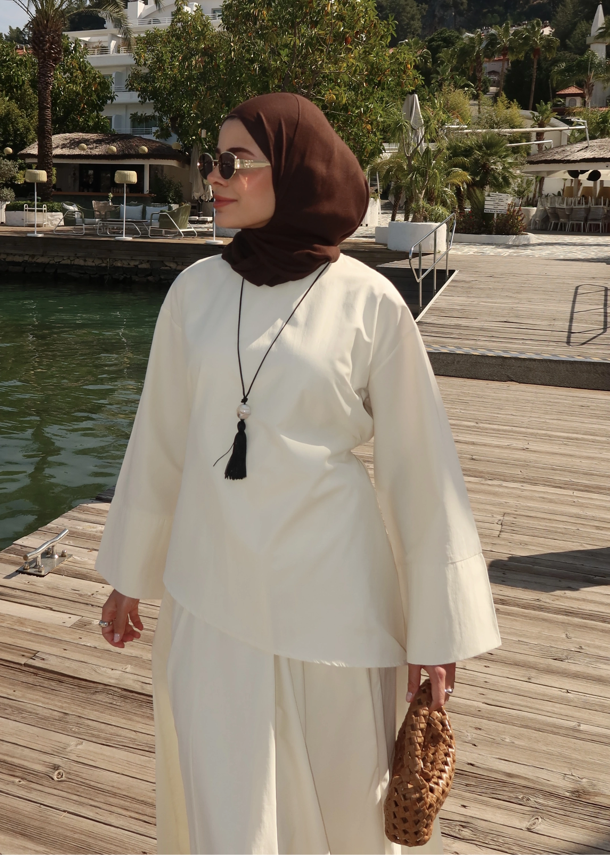 6025 BELDEN BAĞLAMA POPLİN ETEKLİ TAKIM VANİLYA