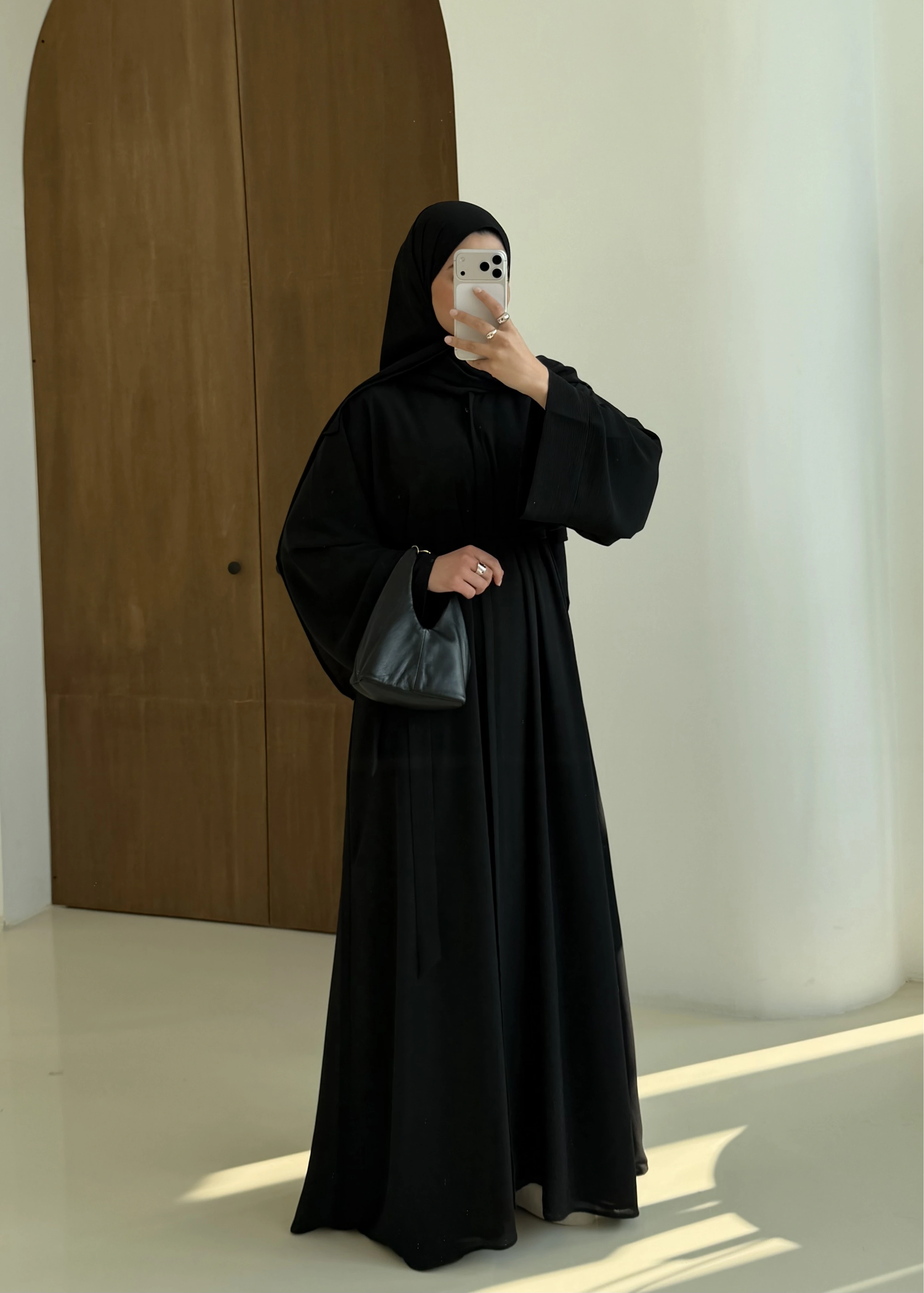 001 DÜĞMELİ ŞİFON ABAYA SİYAH