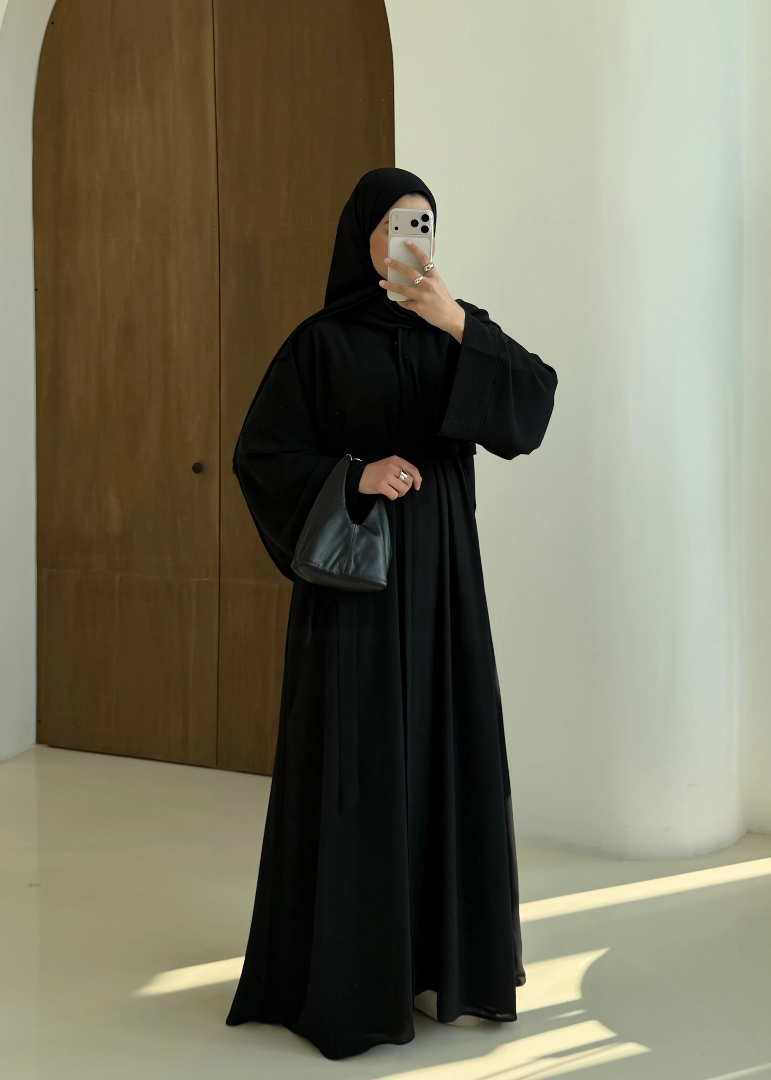 001 DÜĞMELİ ŞİFON ABAYA SİYAH