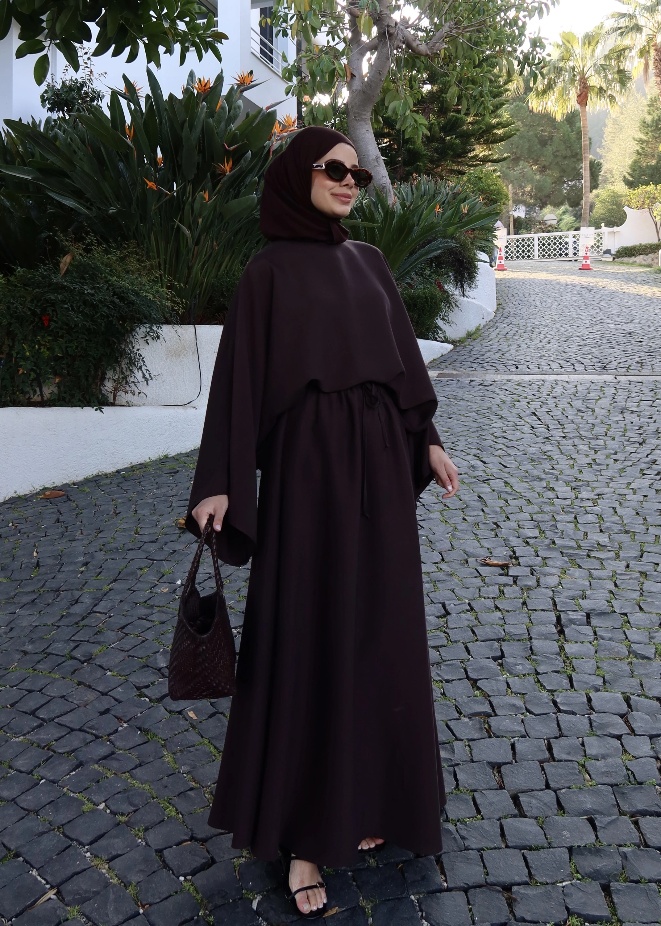 9029 BLUS ETEKLİ OVERSİZE TAKIM KAHVERENGİ