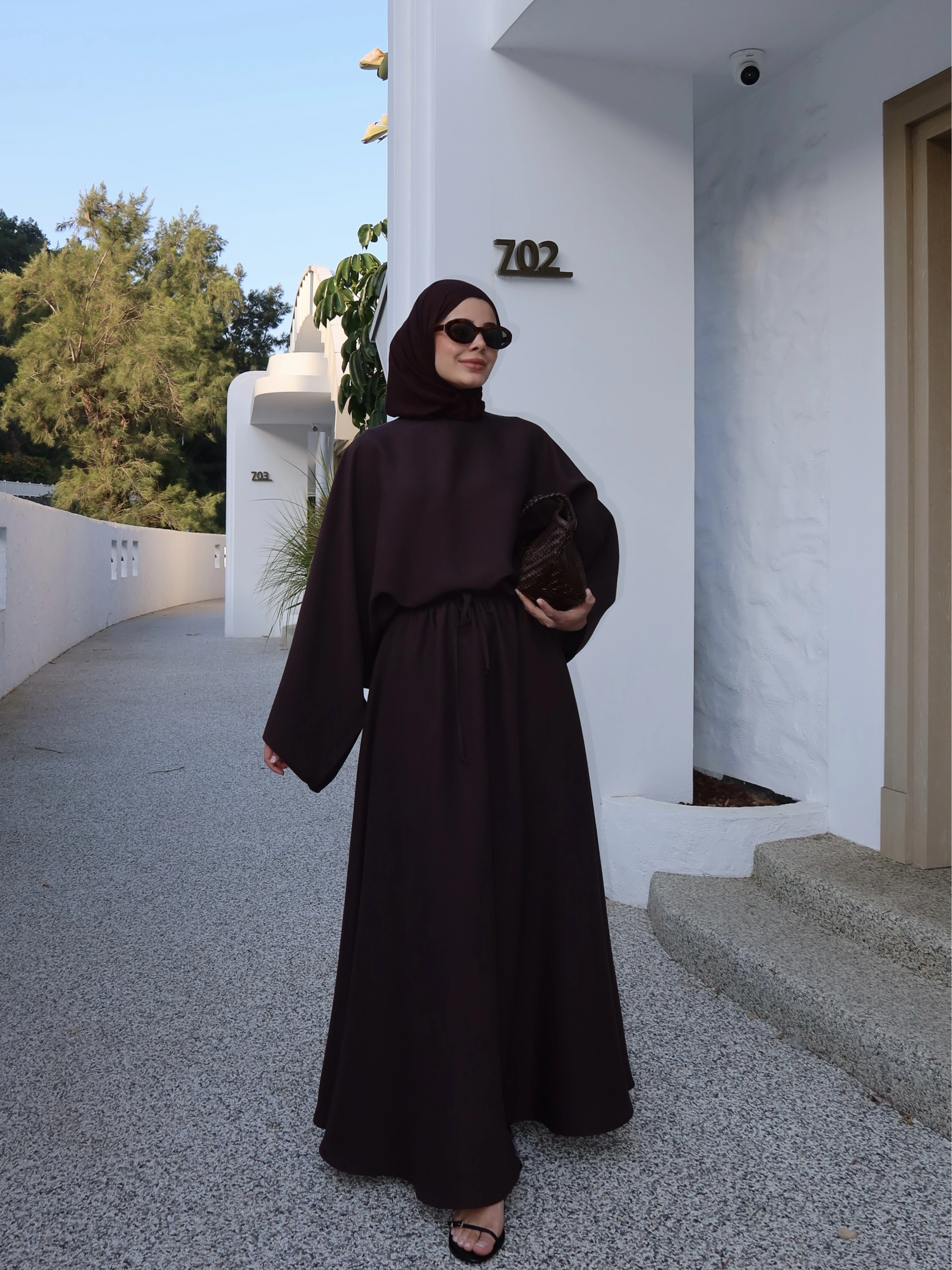 9029 BLUS ETEKLİ OVERSİZE TAKIM KAHVERENGİ