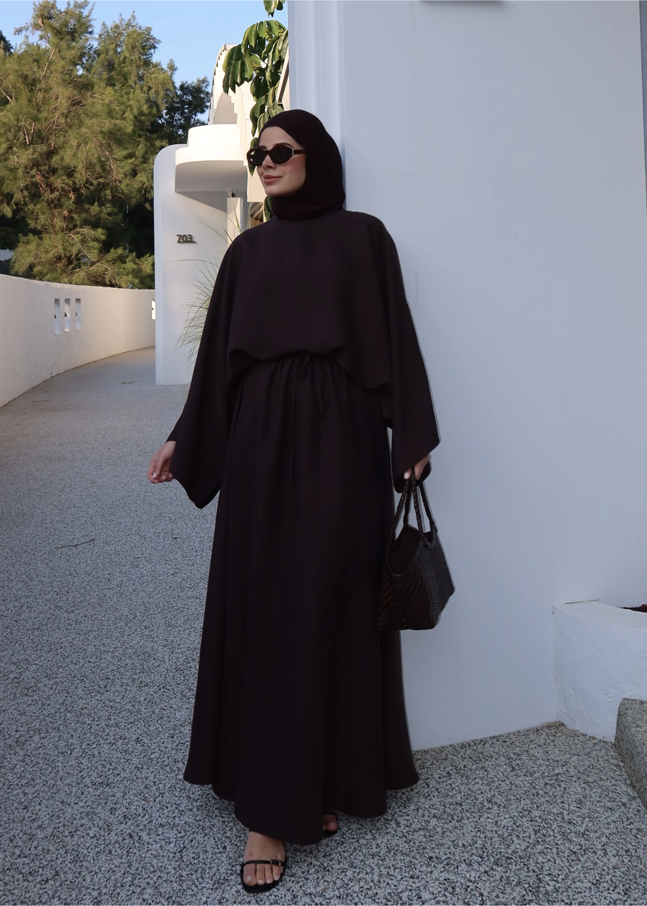 9029 BLUS ETEKLİ OVERSİZE TAKIM KAHVERENGİ