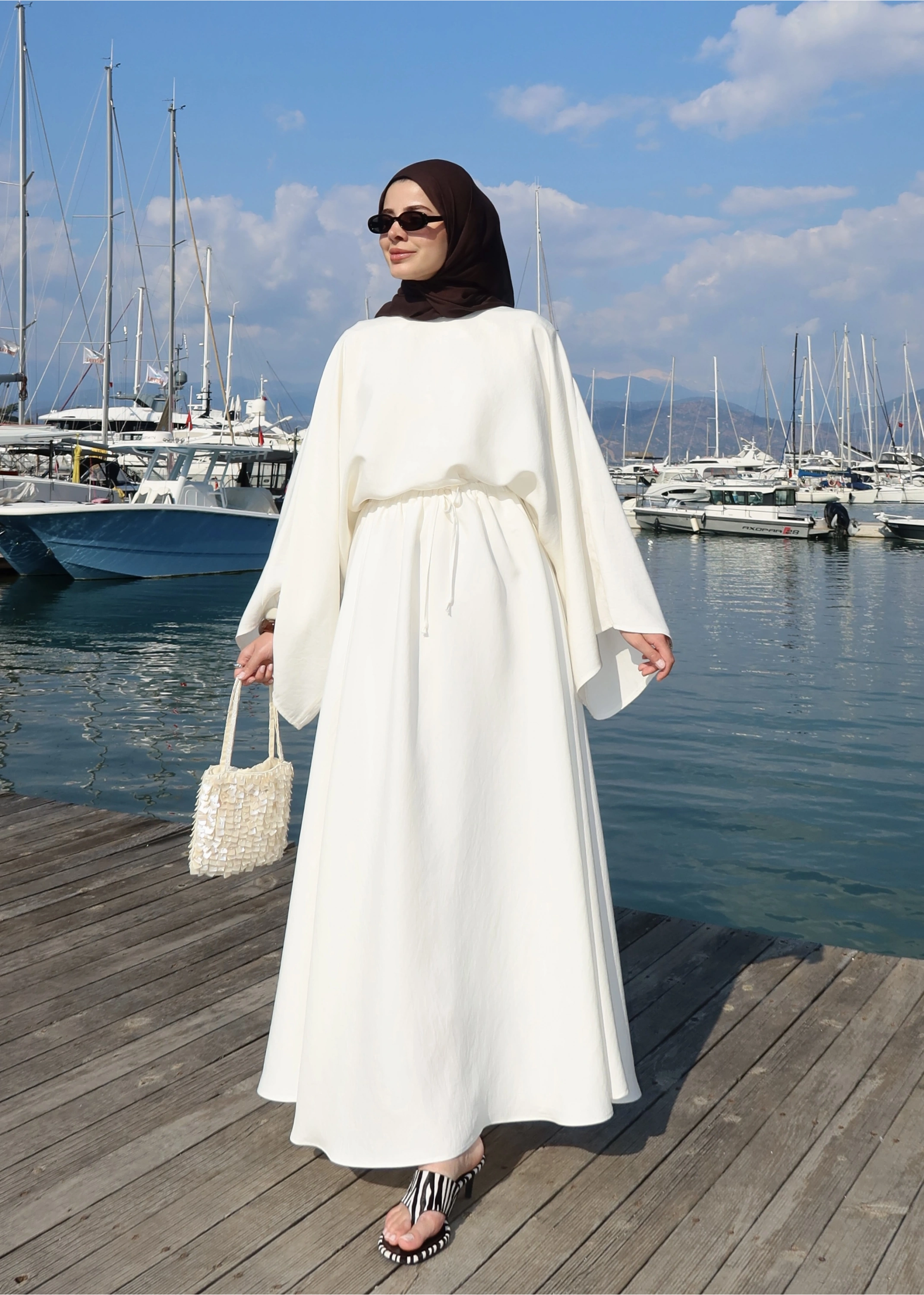 9029 BLUS ETEKLİ OVERSİZE TAKIM Vanilya