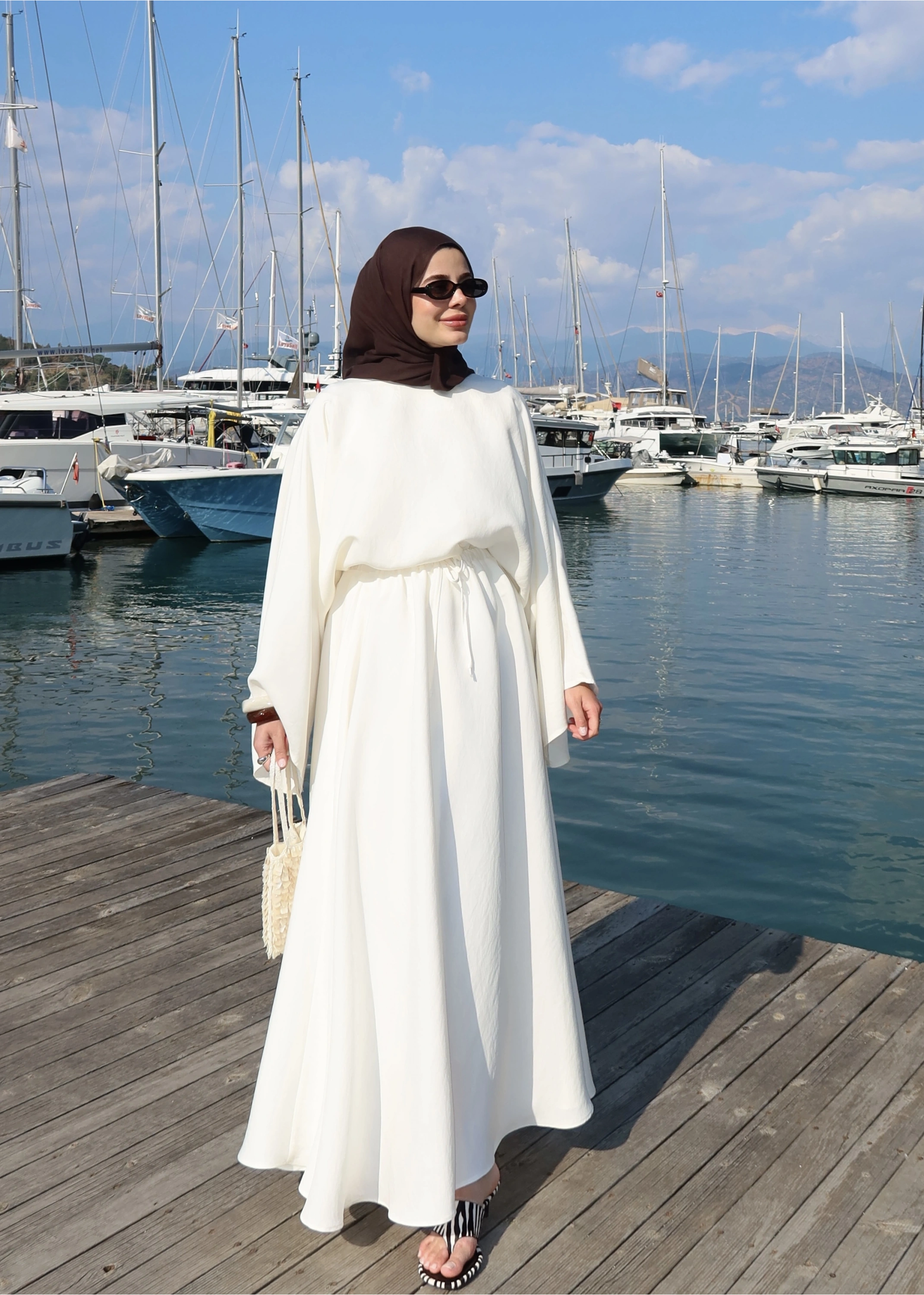 9029 BLUS ETEKLİ OVERSİZE TAKIM Vanilya