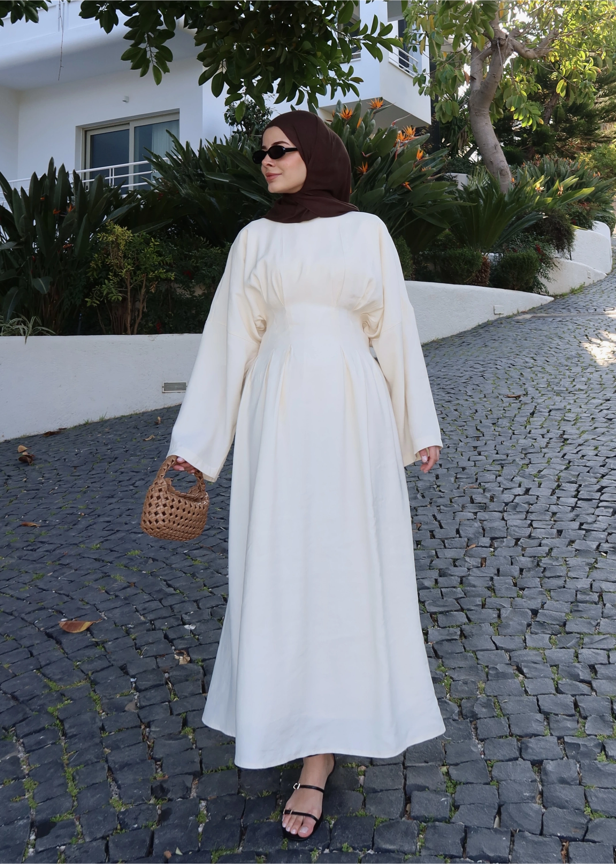 5023 BEL BAĞLAMA ELBİSE VANİLYA