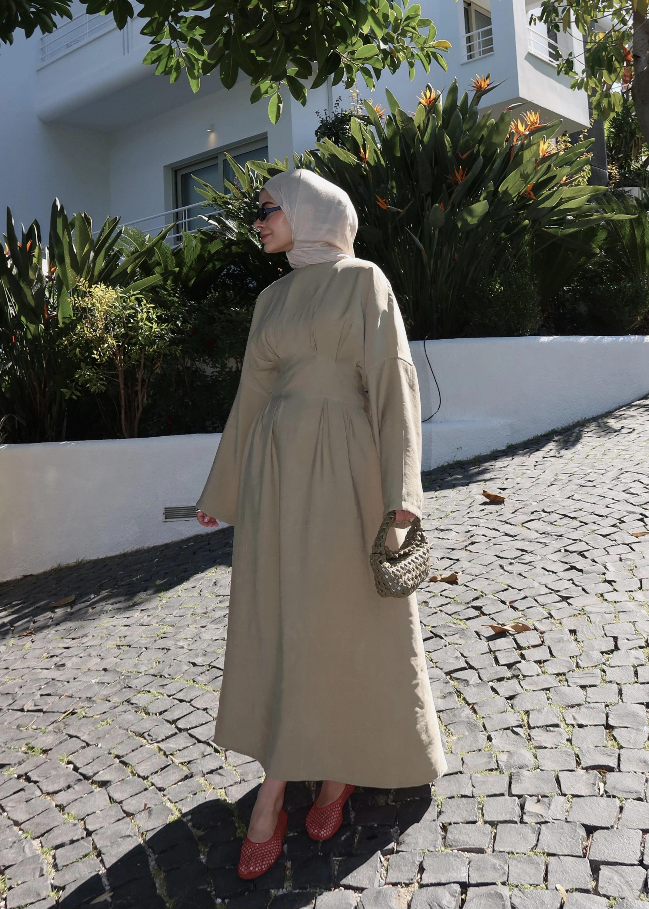 5023 BEL BAĞLAMA ELBİSE yeşil