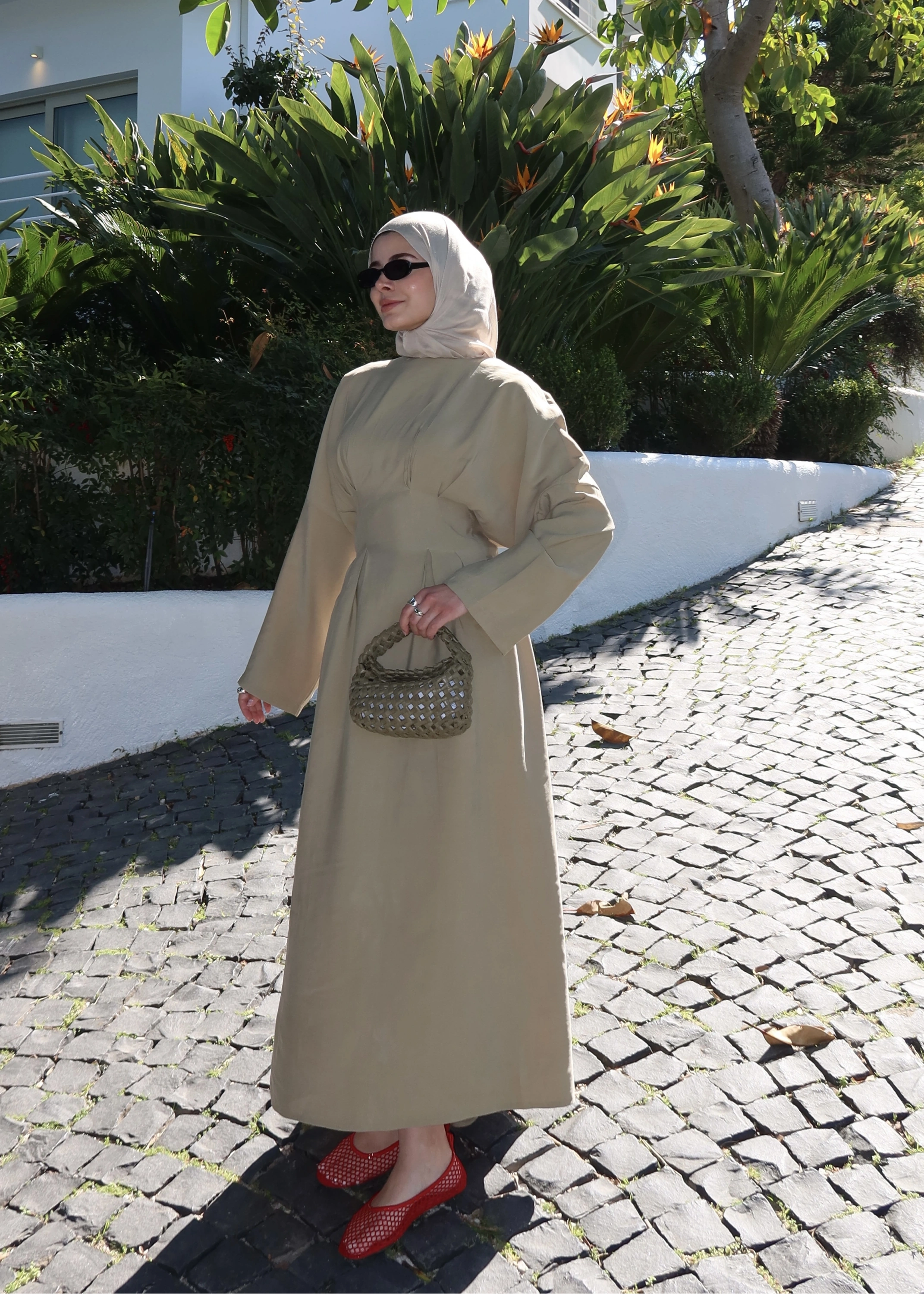 5023 BEL BAĞLAMA ELBİSE yeşil