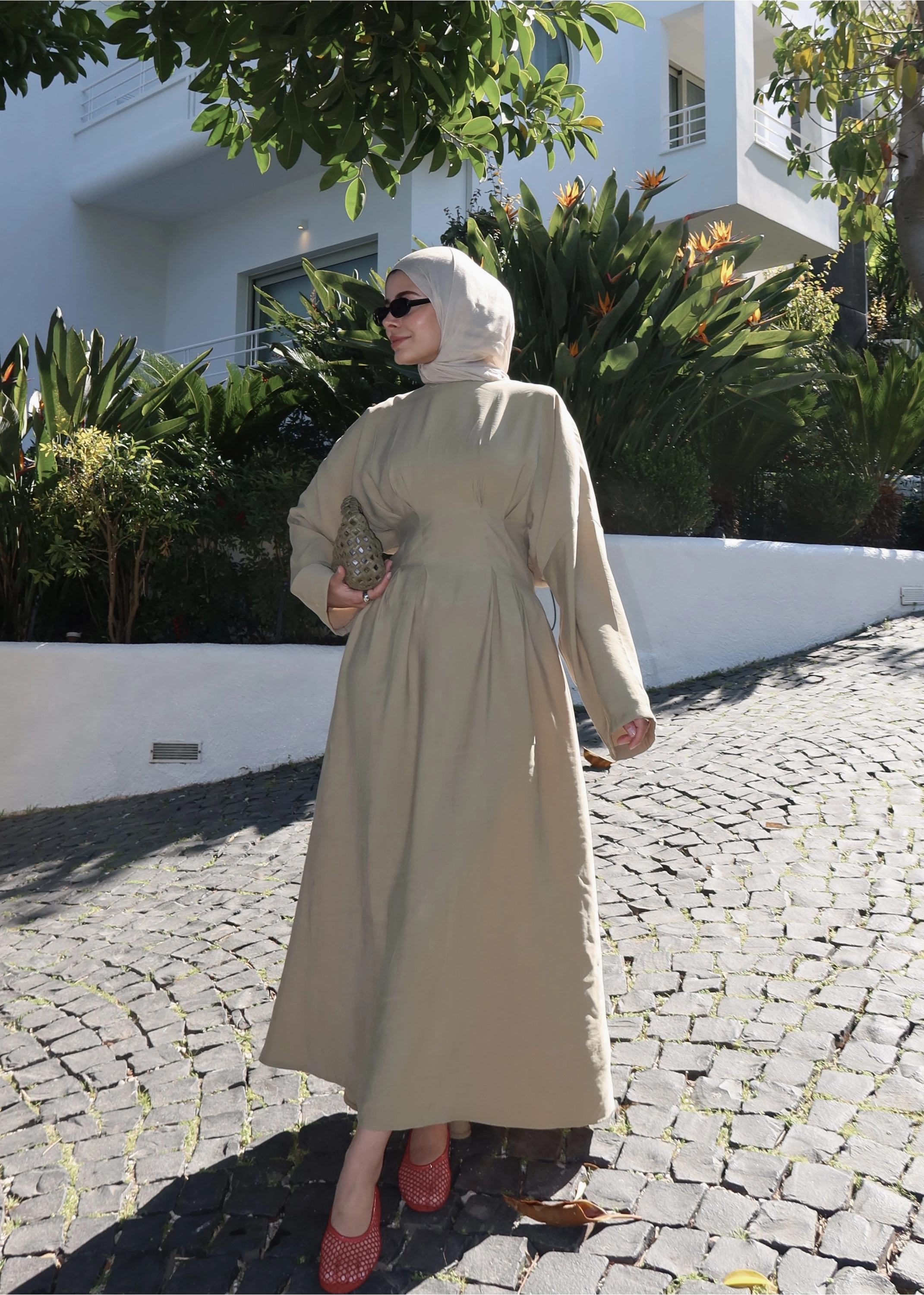 5023 BEL BAĞLAMA ELBİSE yeşil