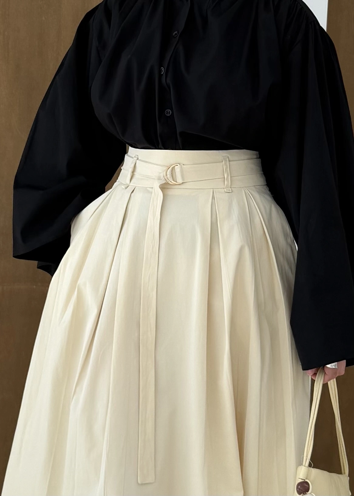 1287 PİLELİ KMR ETEK KOYU KREM