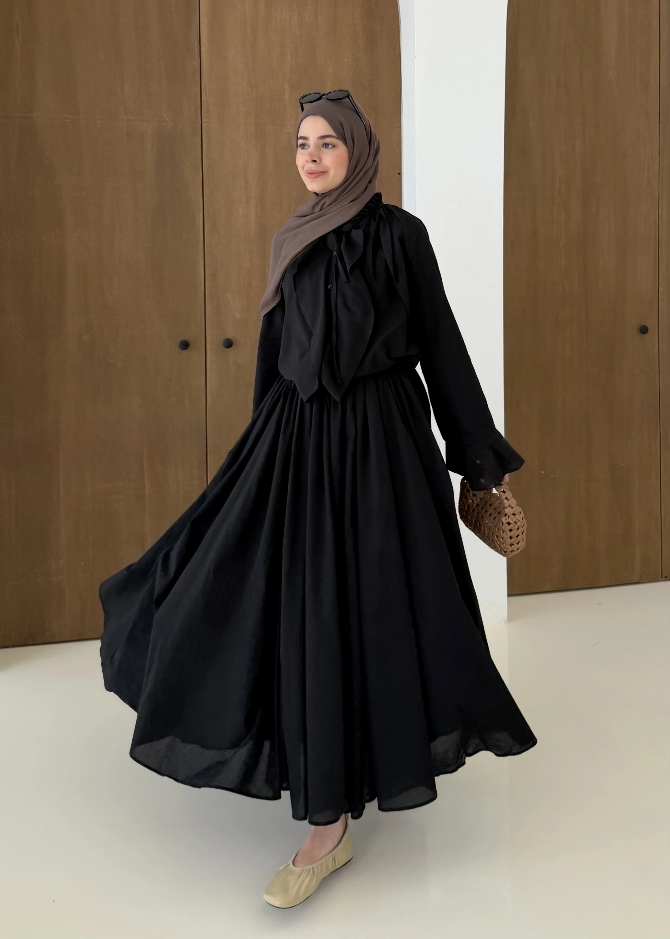 h&m Etekli Vual Takım SİYAH