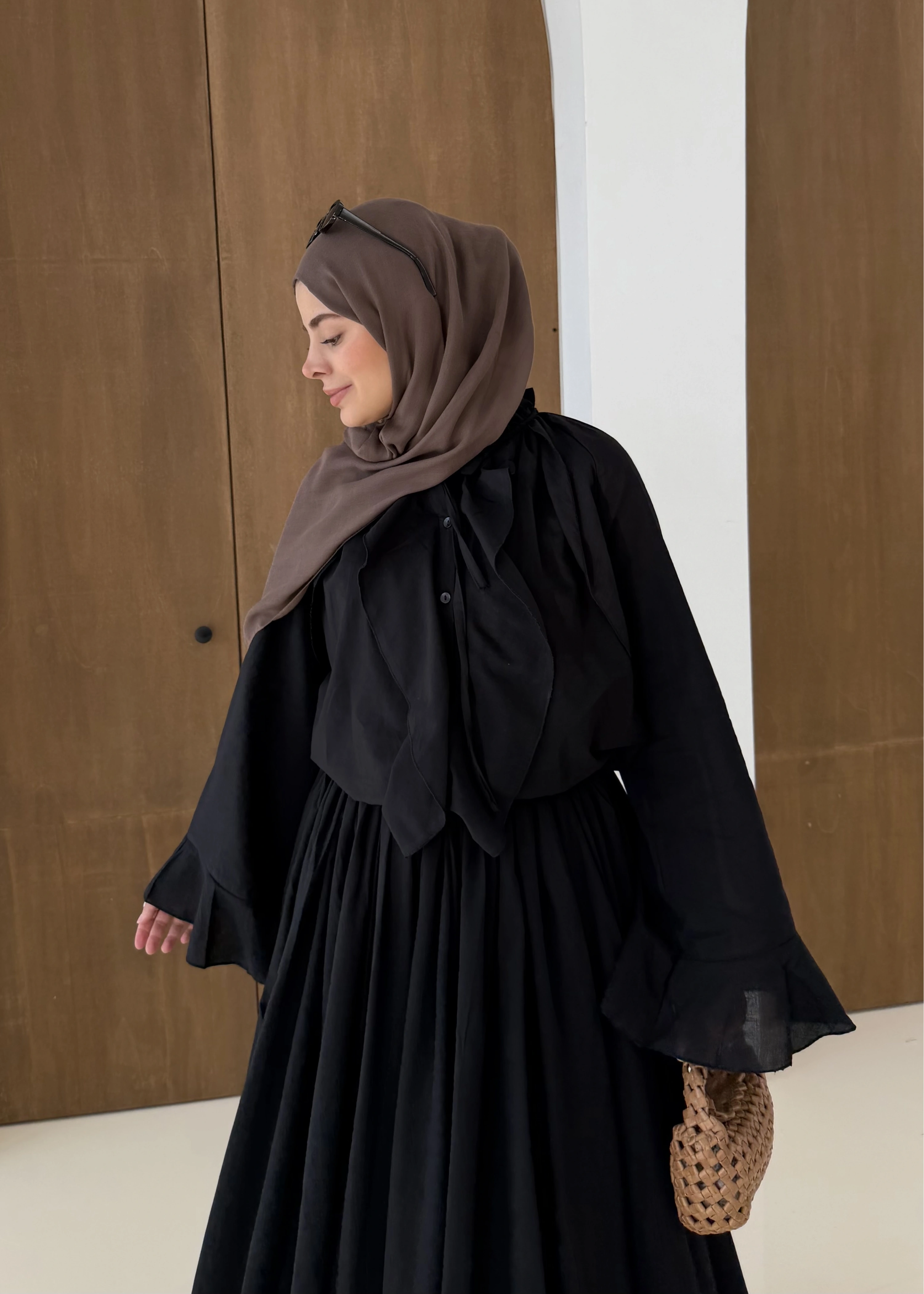 h&m Etekli Vual Takım SİYAH