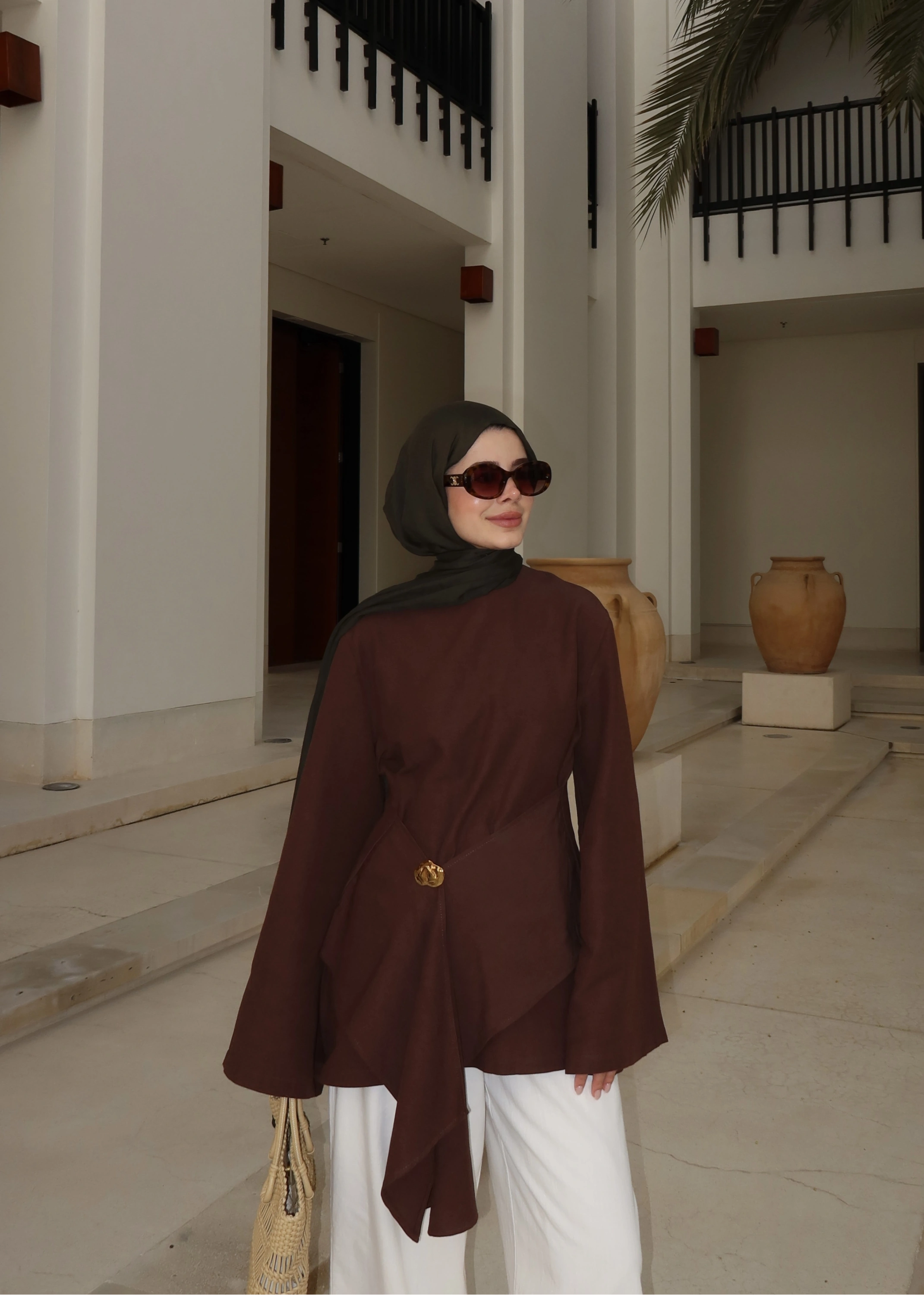 6020 BROŞ DETAYLI ÜST kahve