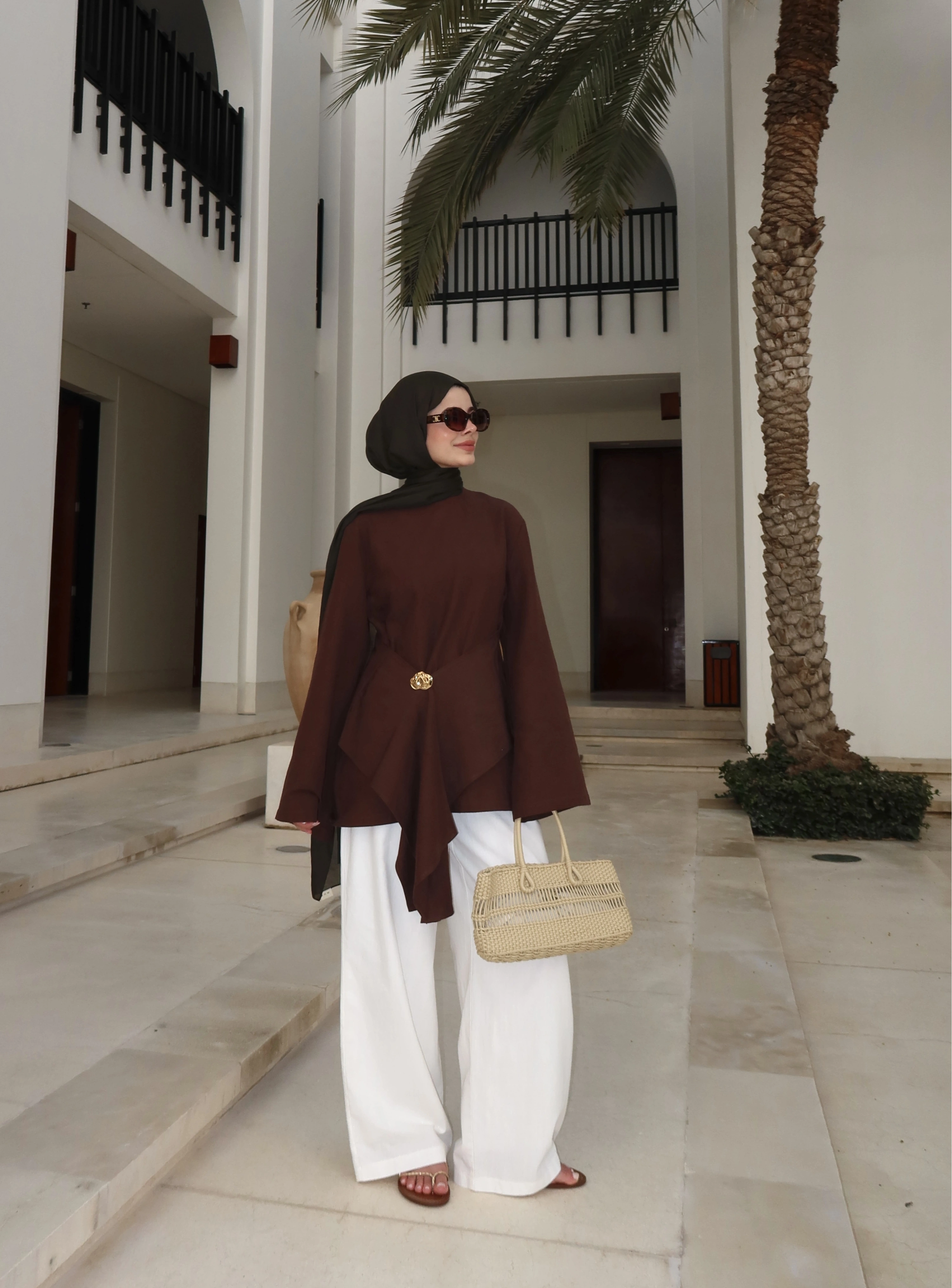 6020 BROŞ DETAYLI ÜST kahve