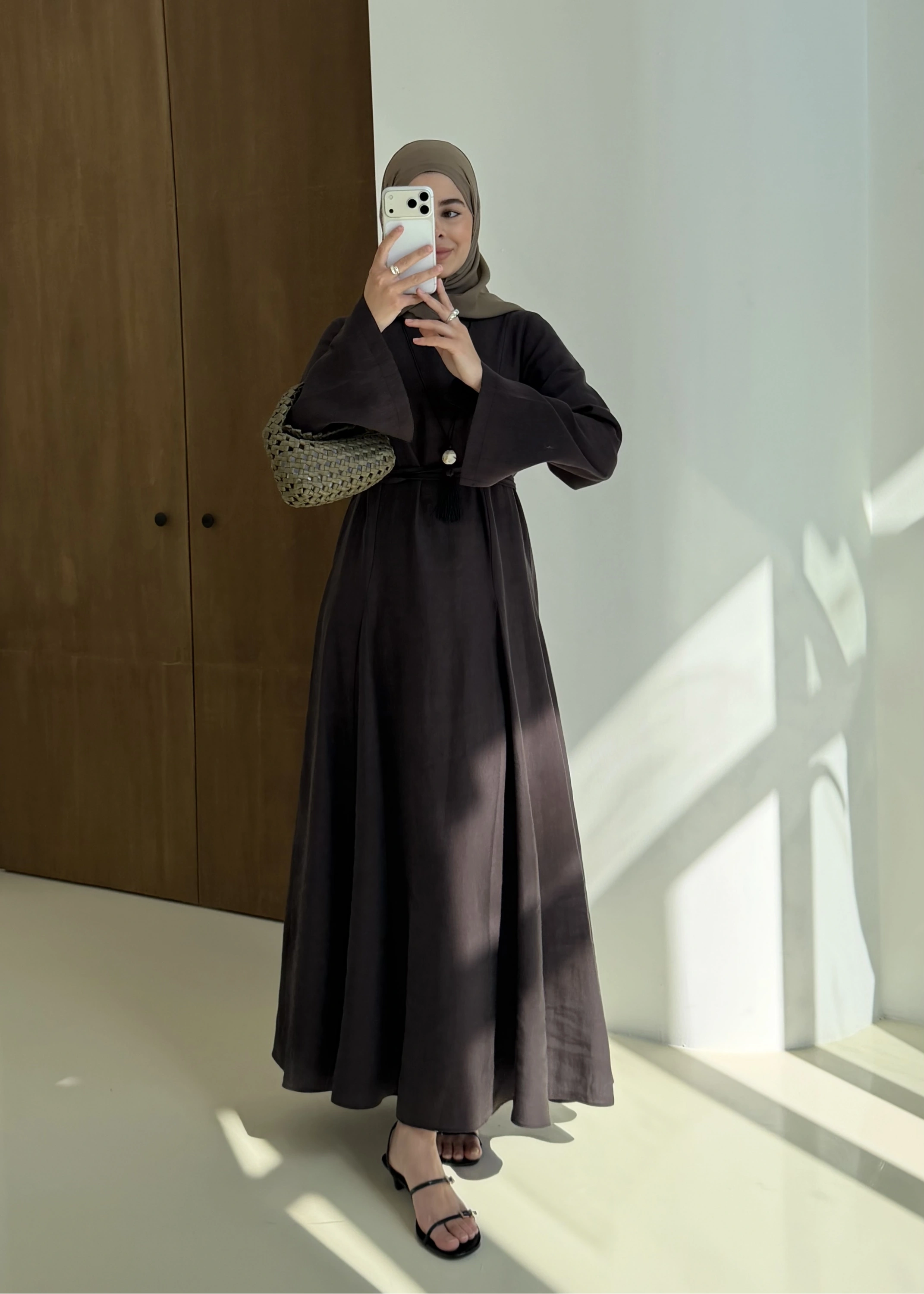 7131 QPİLELİ ELBİSE KAHVE