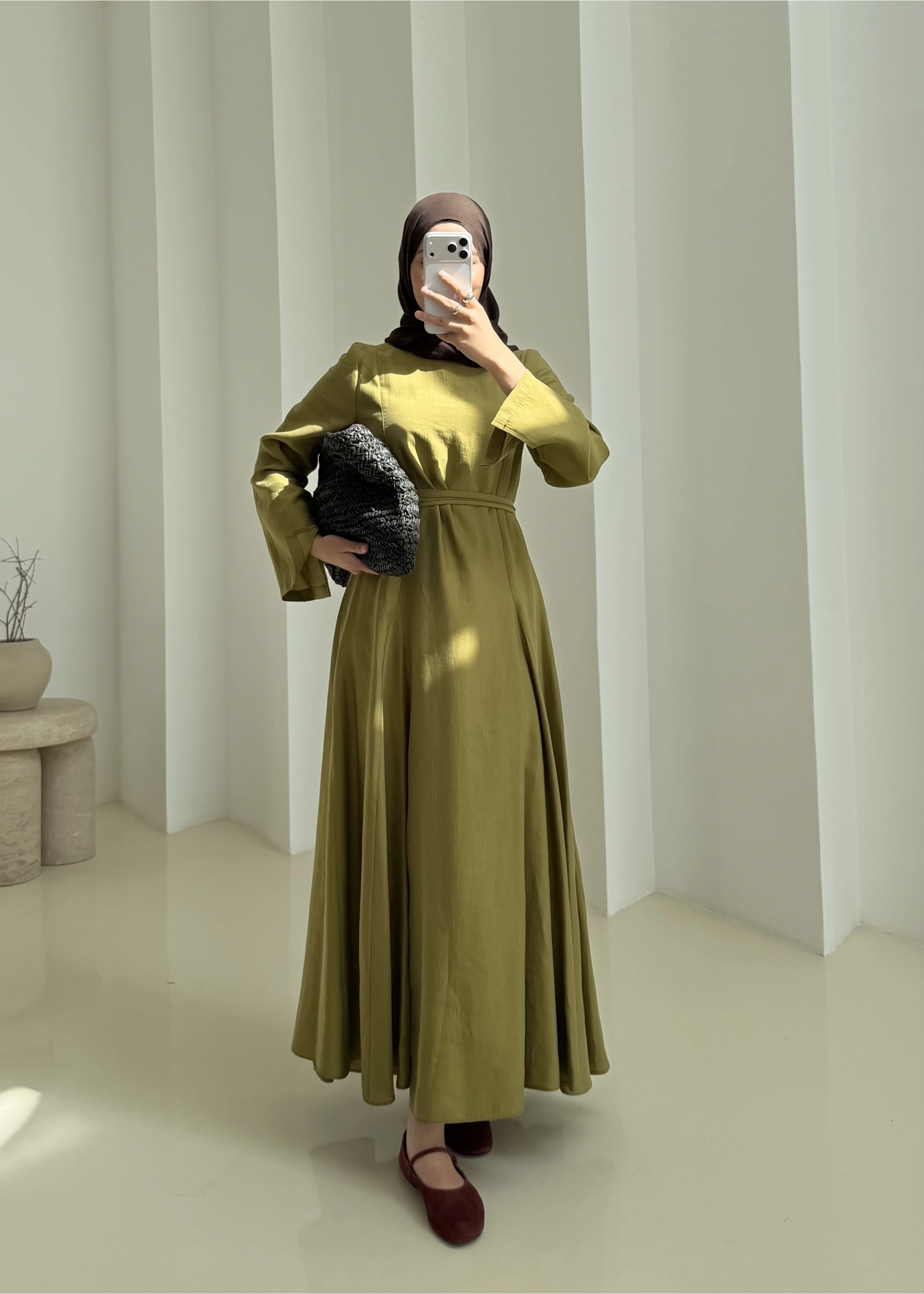 7131 QPİLELİ ELBİSE YEŞİL