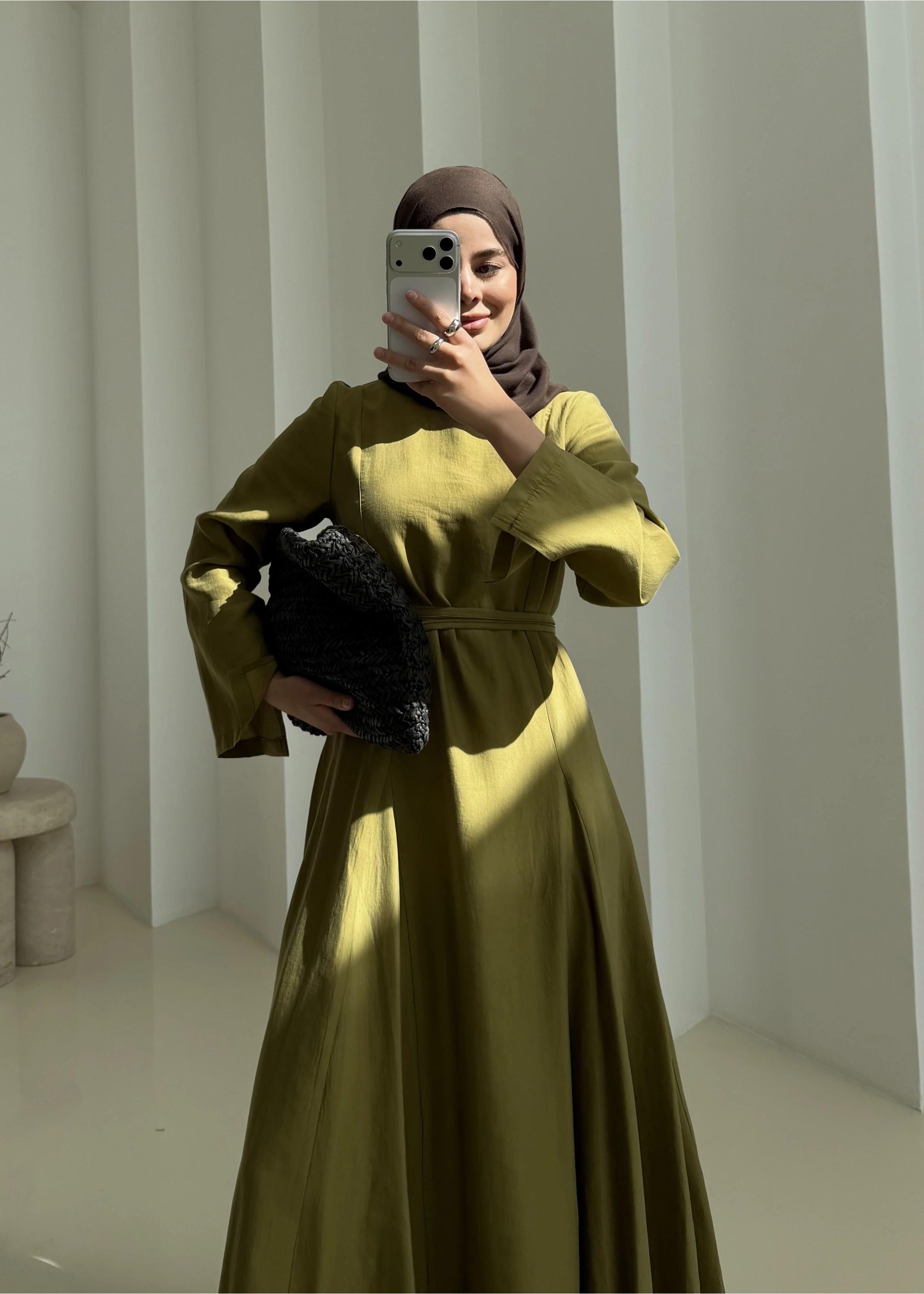 7131 QPİLELİ ELBİSE YEŞİL