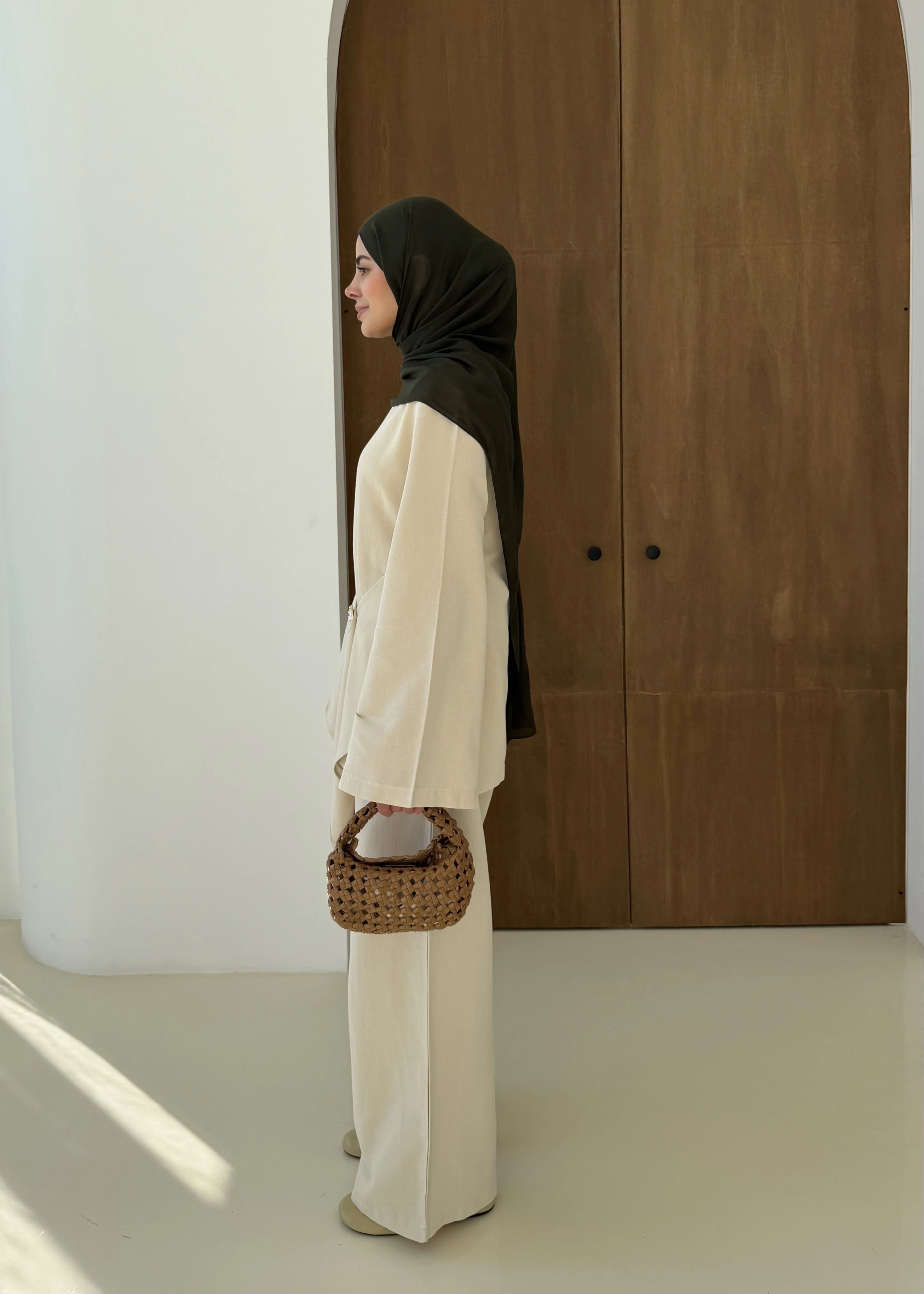 KETEN BROŞ TAKIM natürel