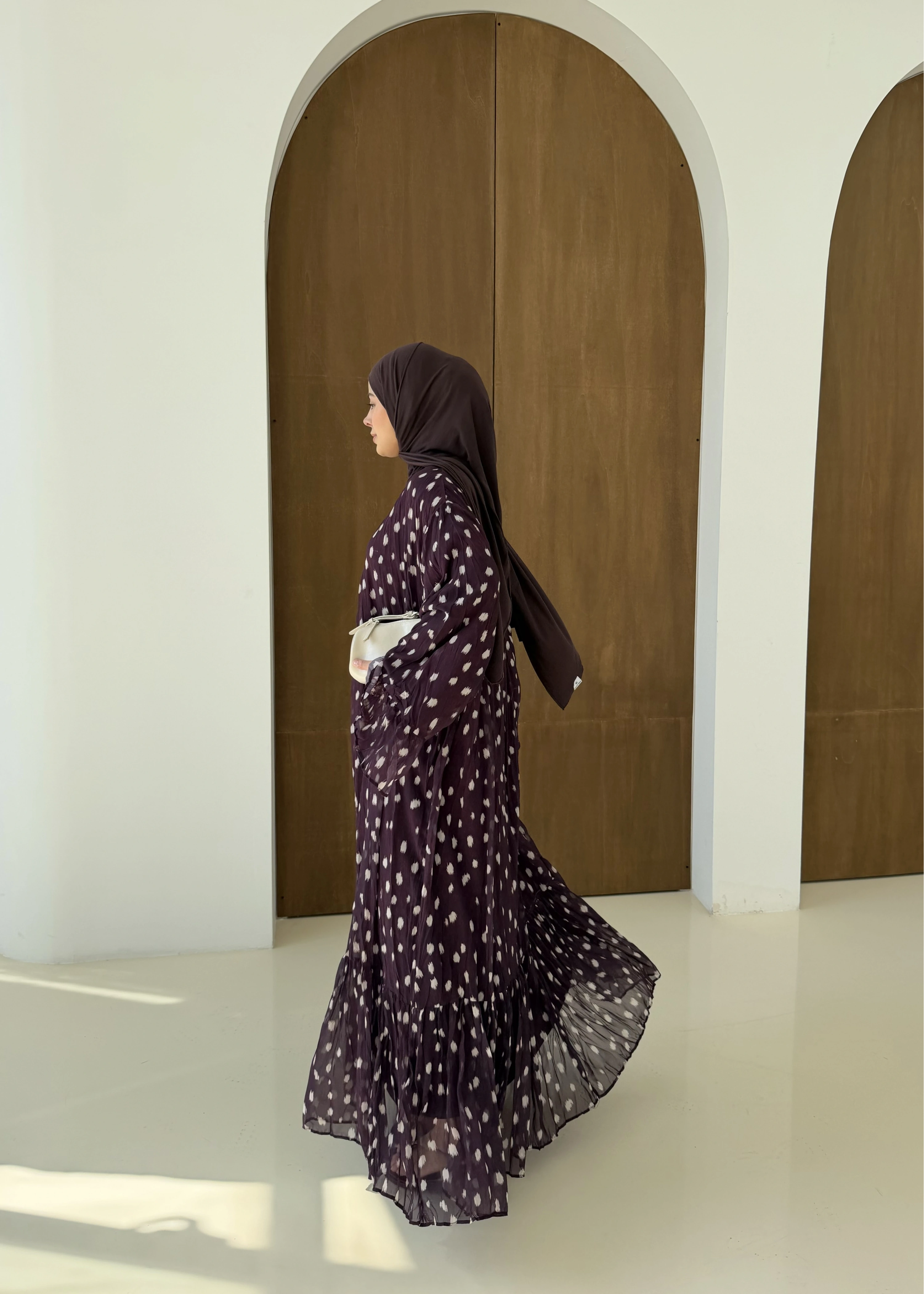 2347 BAMBİ DESEN NİZWA ELBİSE bordo