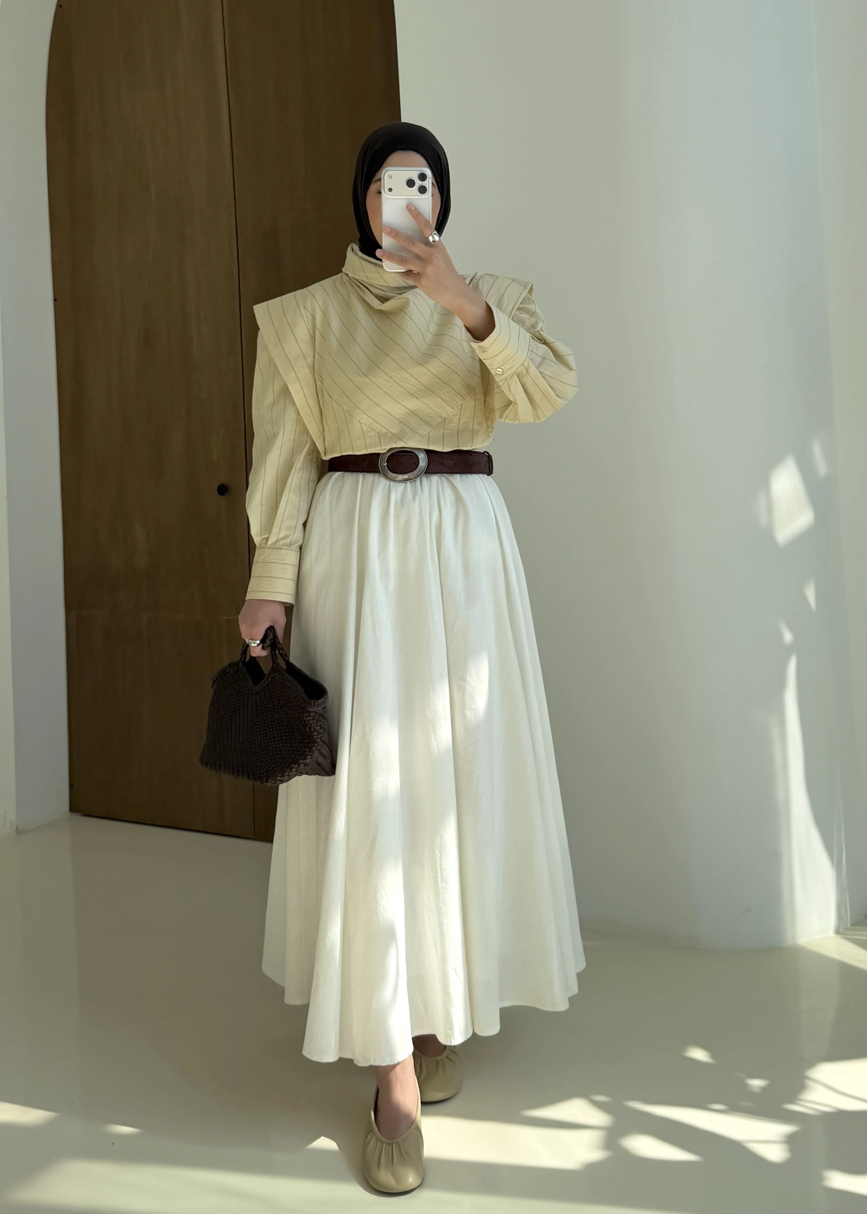 ÇİZGİLİ DİK YAKA GÖMLEK sarı