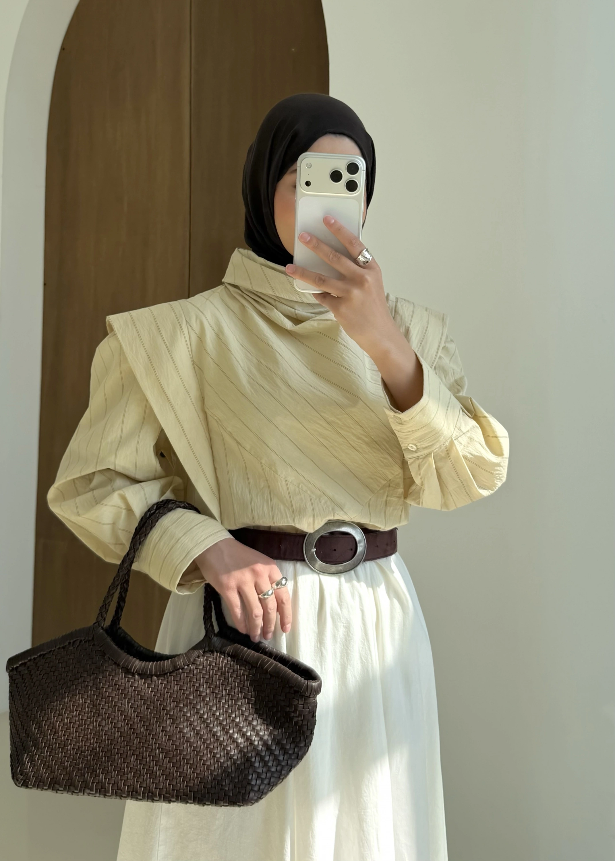 ÇİZGİLİ DİK YAKA GÖMLEK sarı