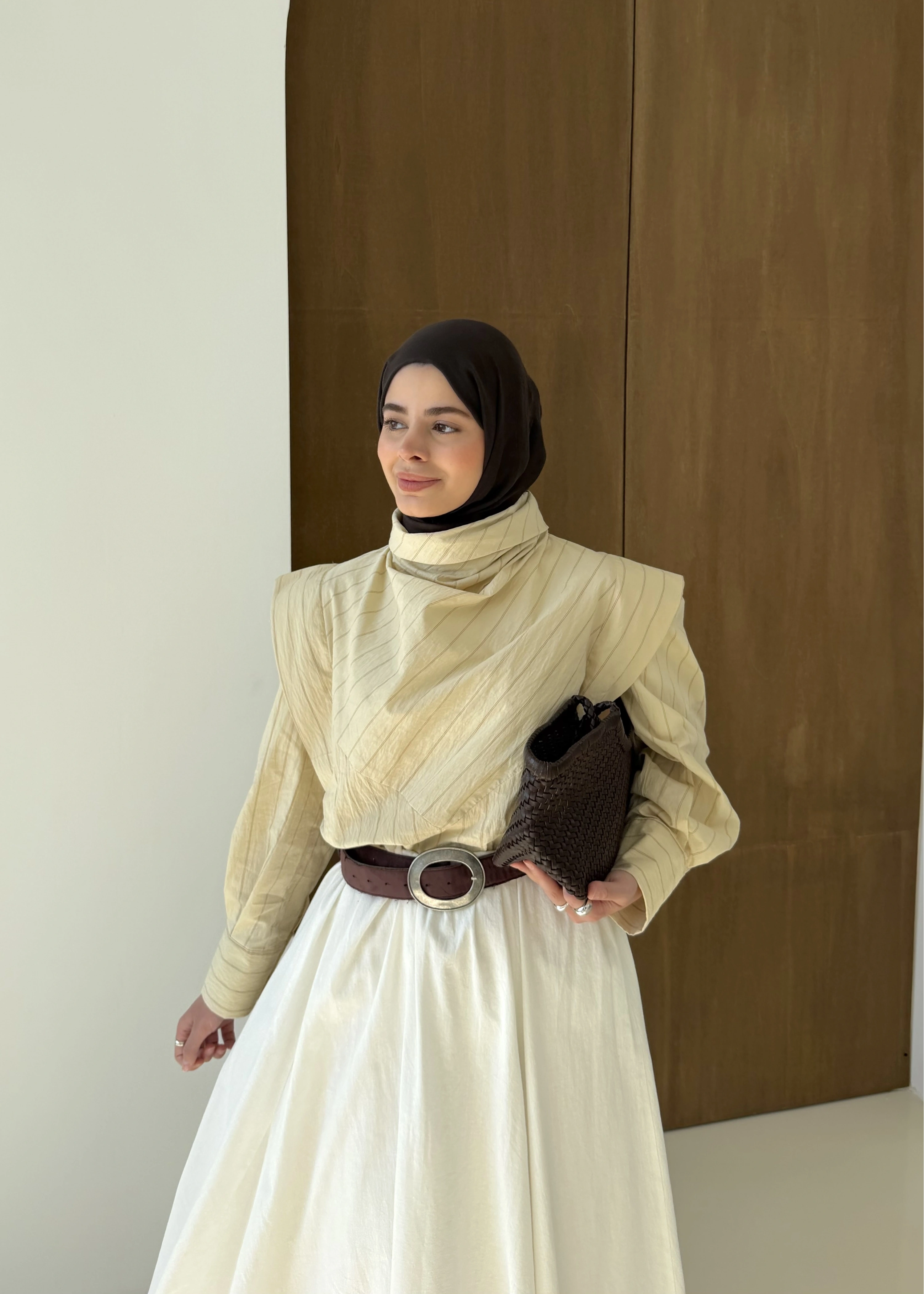 ÇİZGİLİ DİK YAKA GÖMLEK sarı