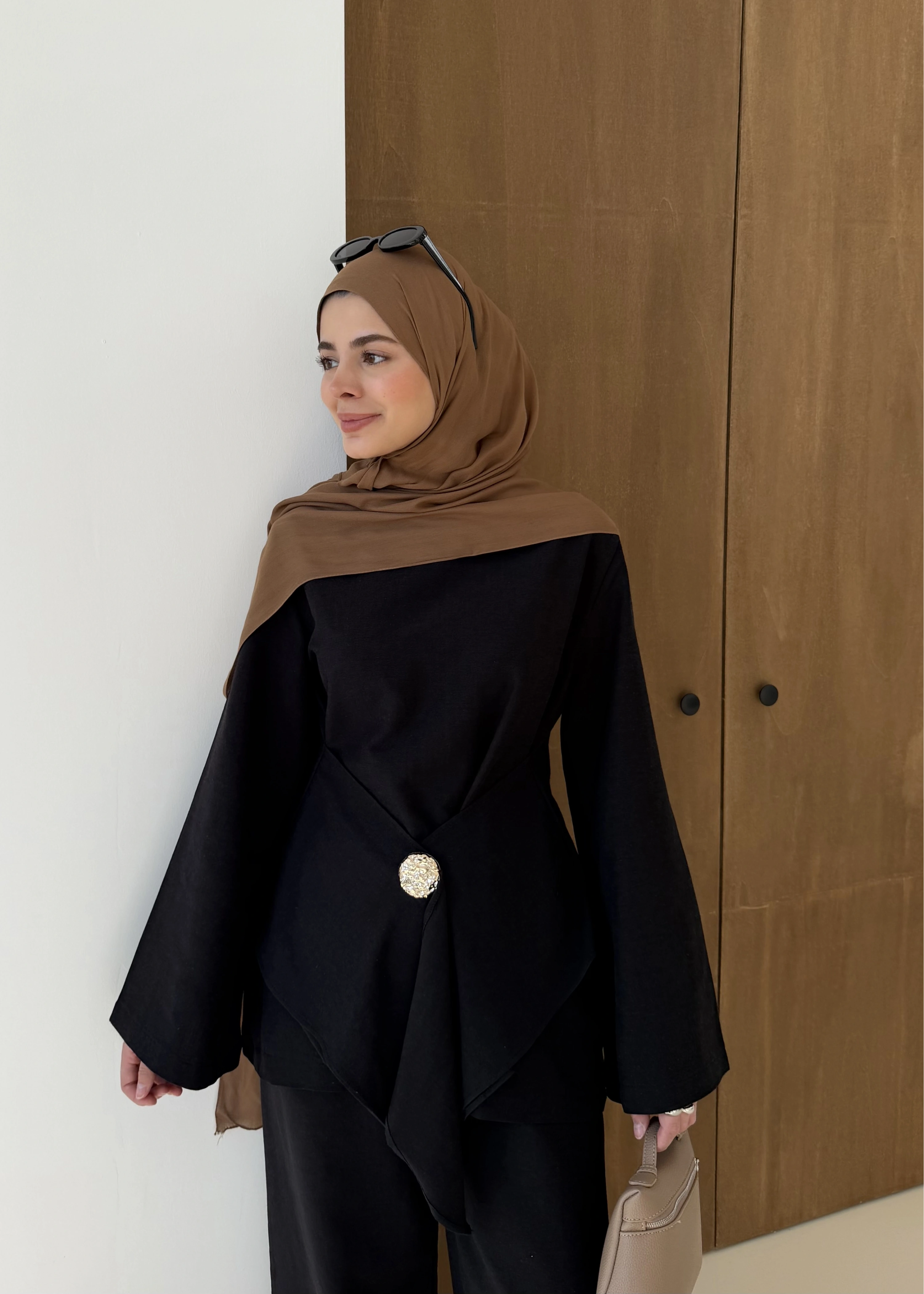 6020 KETEN BROŞ TAKIM SİYAH