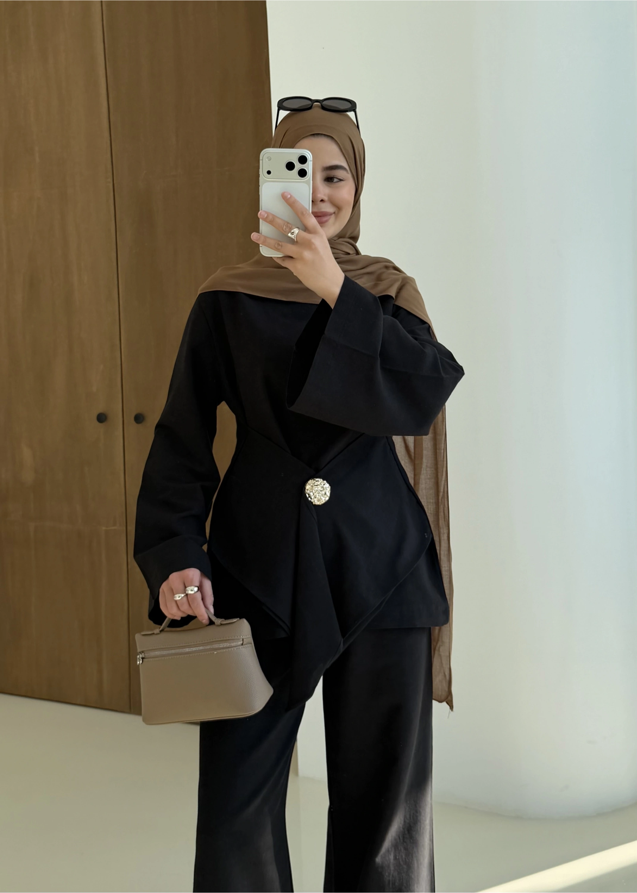 6020 KETEN BROŞ TAKIM SİYAH