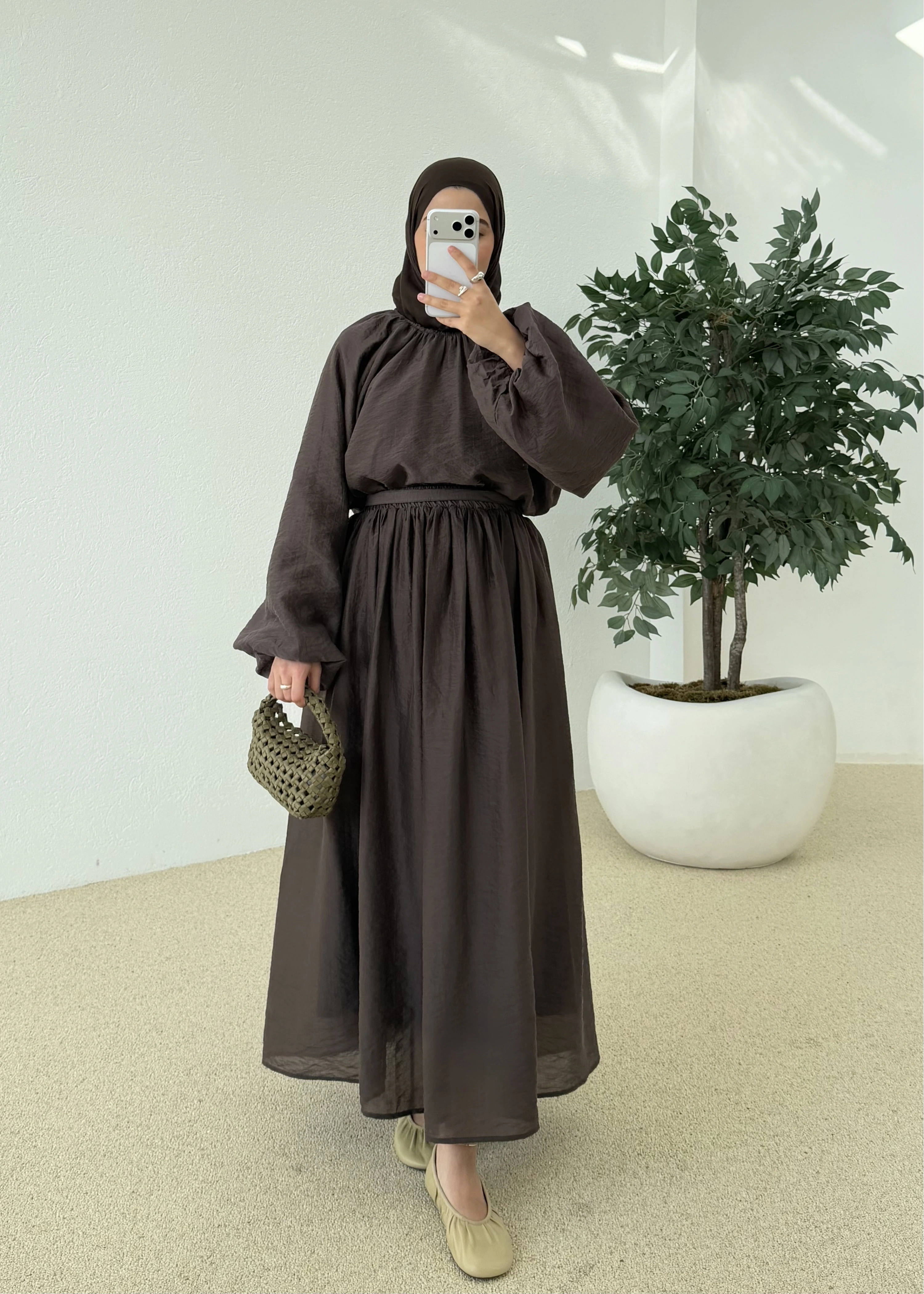 0097 POLİAMİD İKİLİ TAKIM kahve