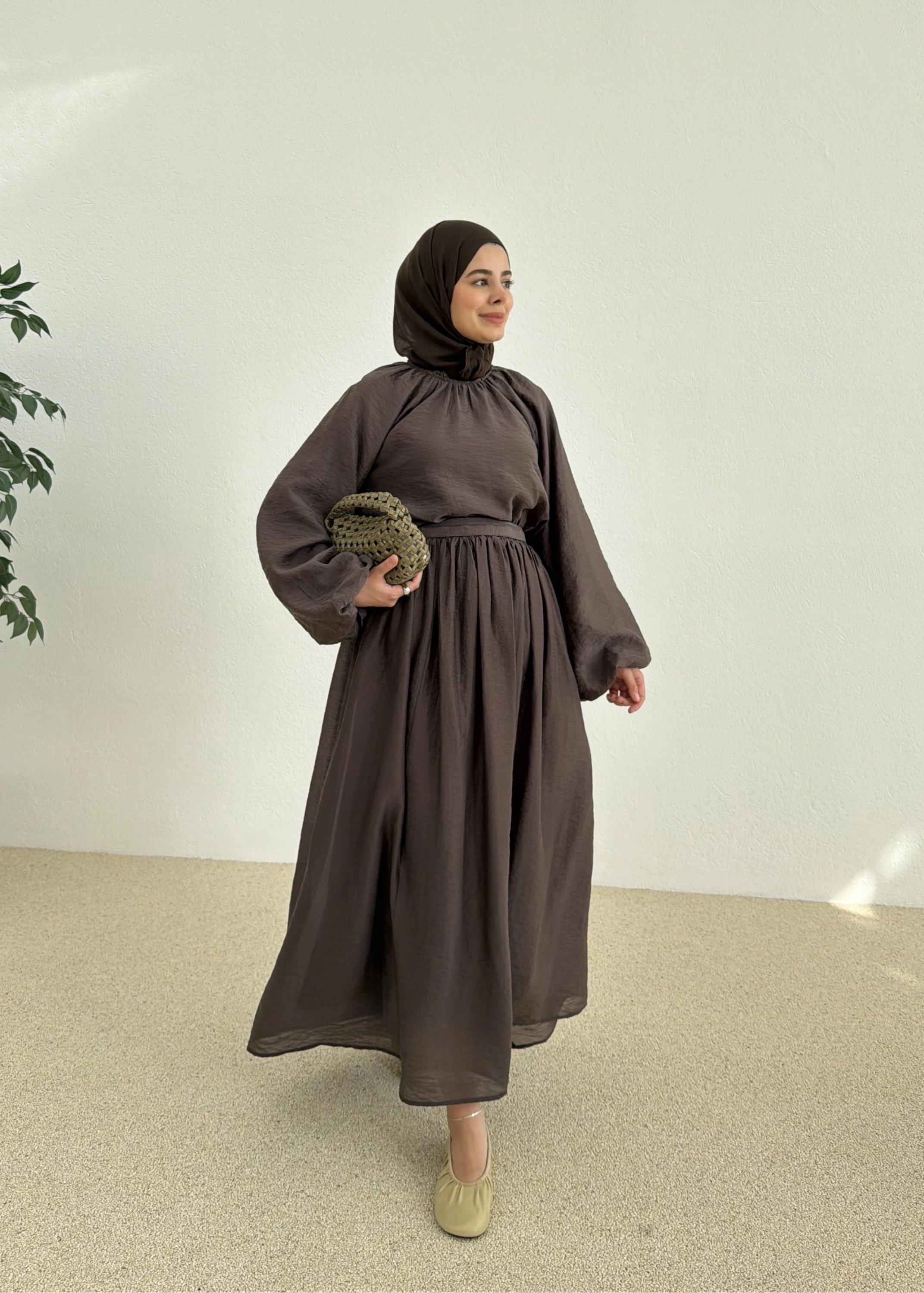 0097 POLİAMİD İKİLİ TAKIM kahve