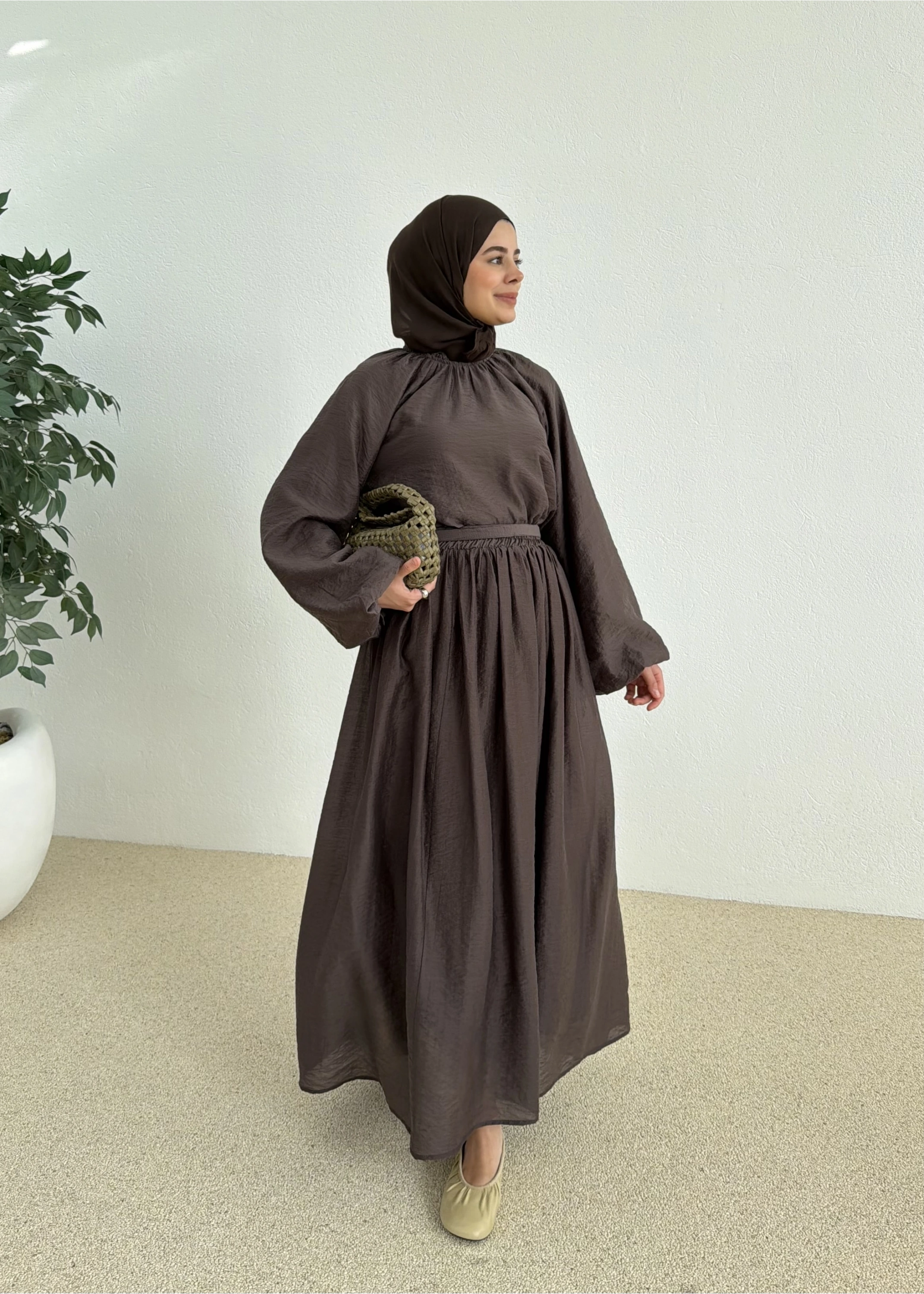 0097 POLİAMİD İKİLİ TAKIM kahve