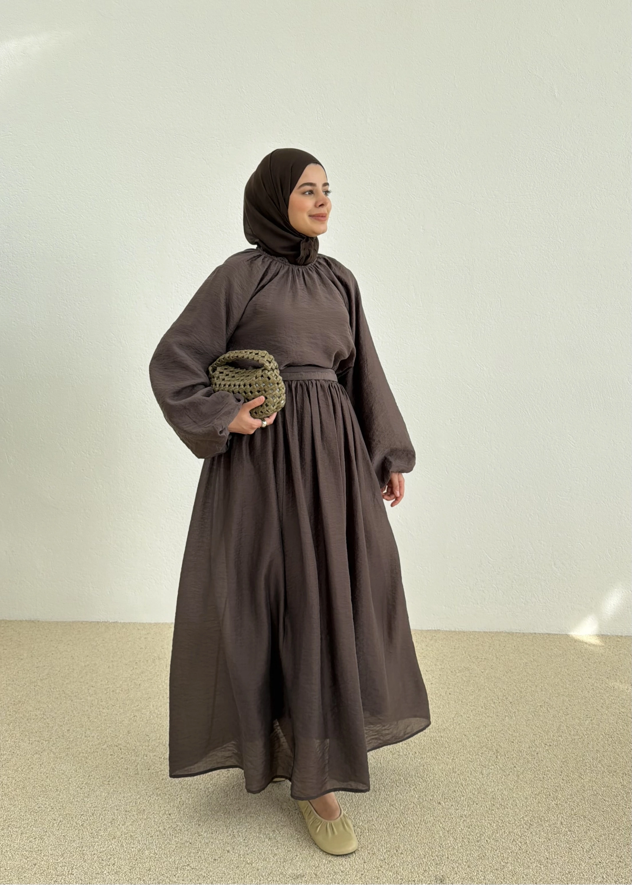 0097 POLİAMİD İKİLİ TAKIM kahve