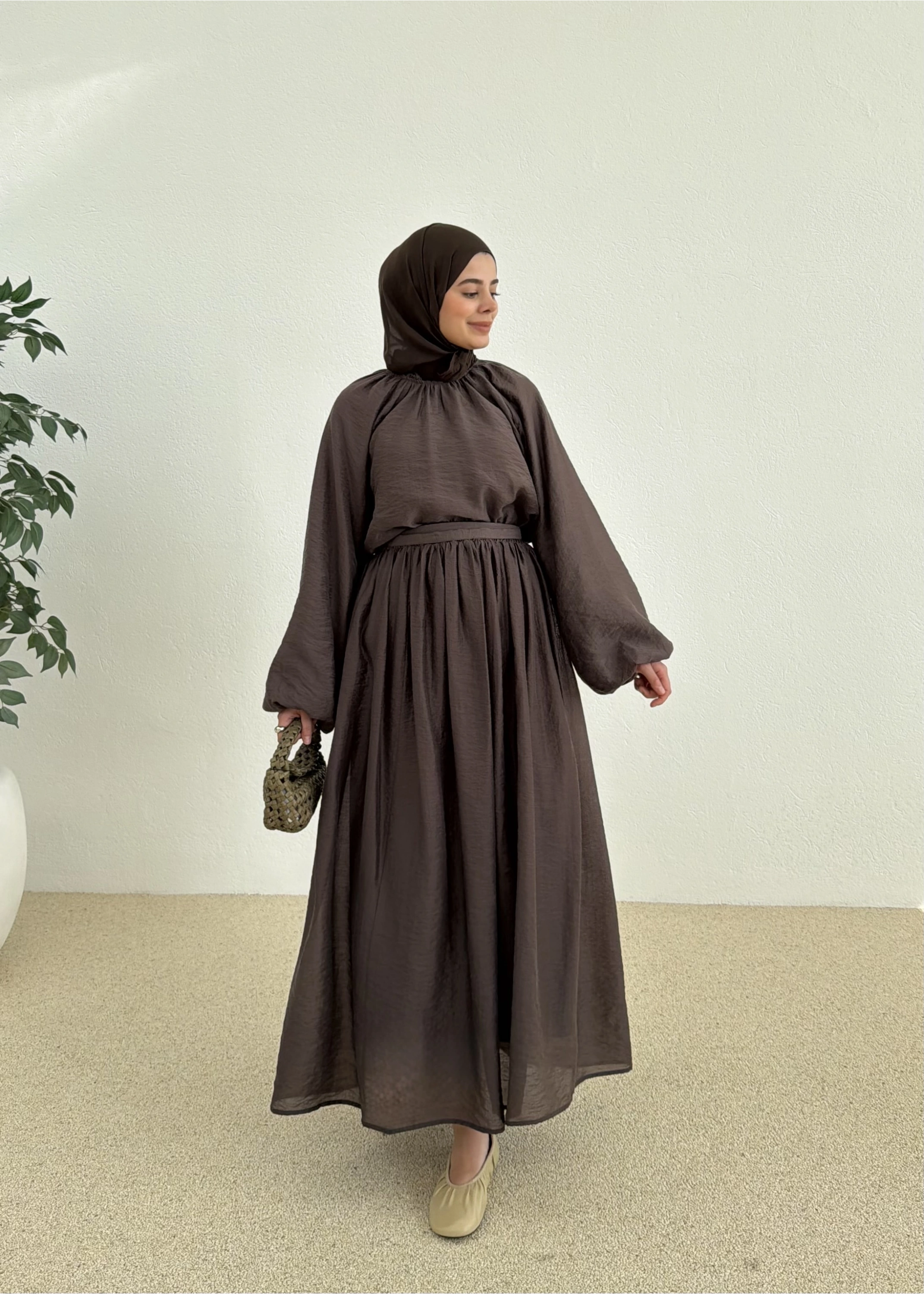 0097 POLİAMİD İKİLİ TAKIM kahve