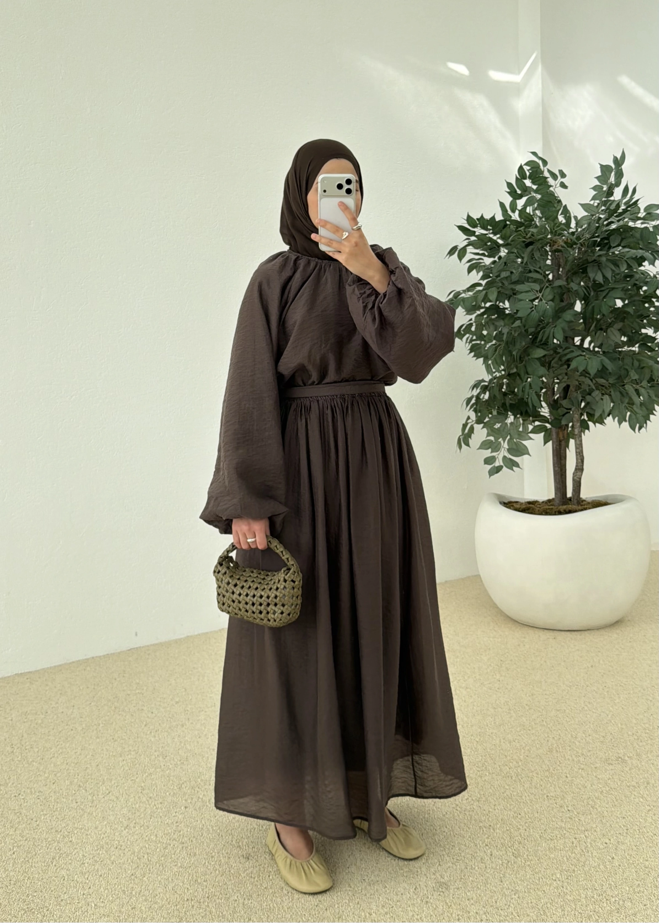 0097 POLİAMİD İKİLİ TAKIM kahve