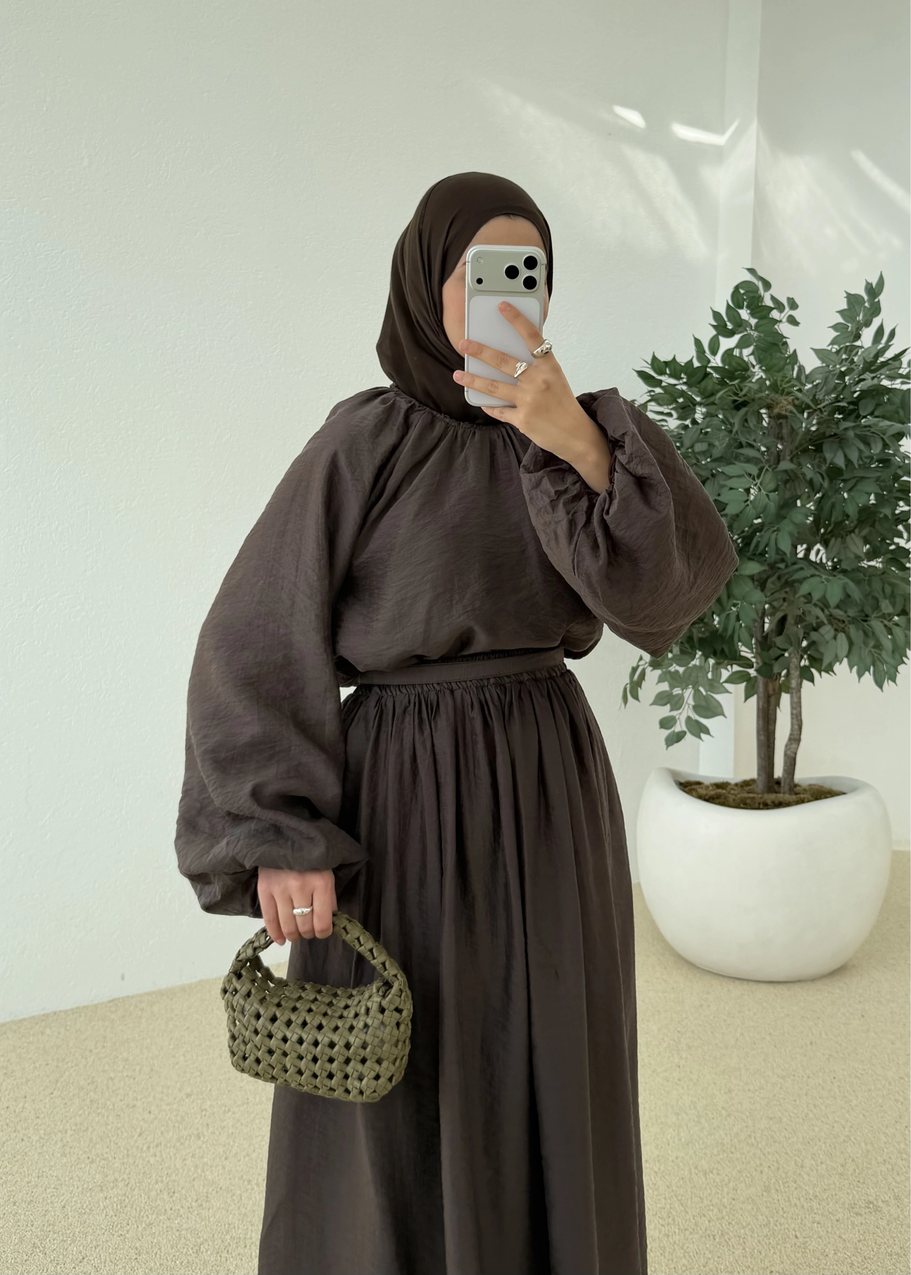 0097 POLİAMİD İKİLİ TAKIM kahve