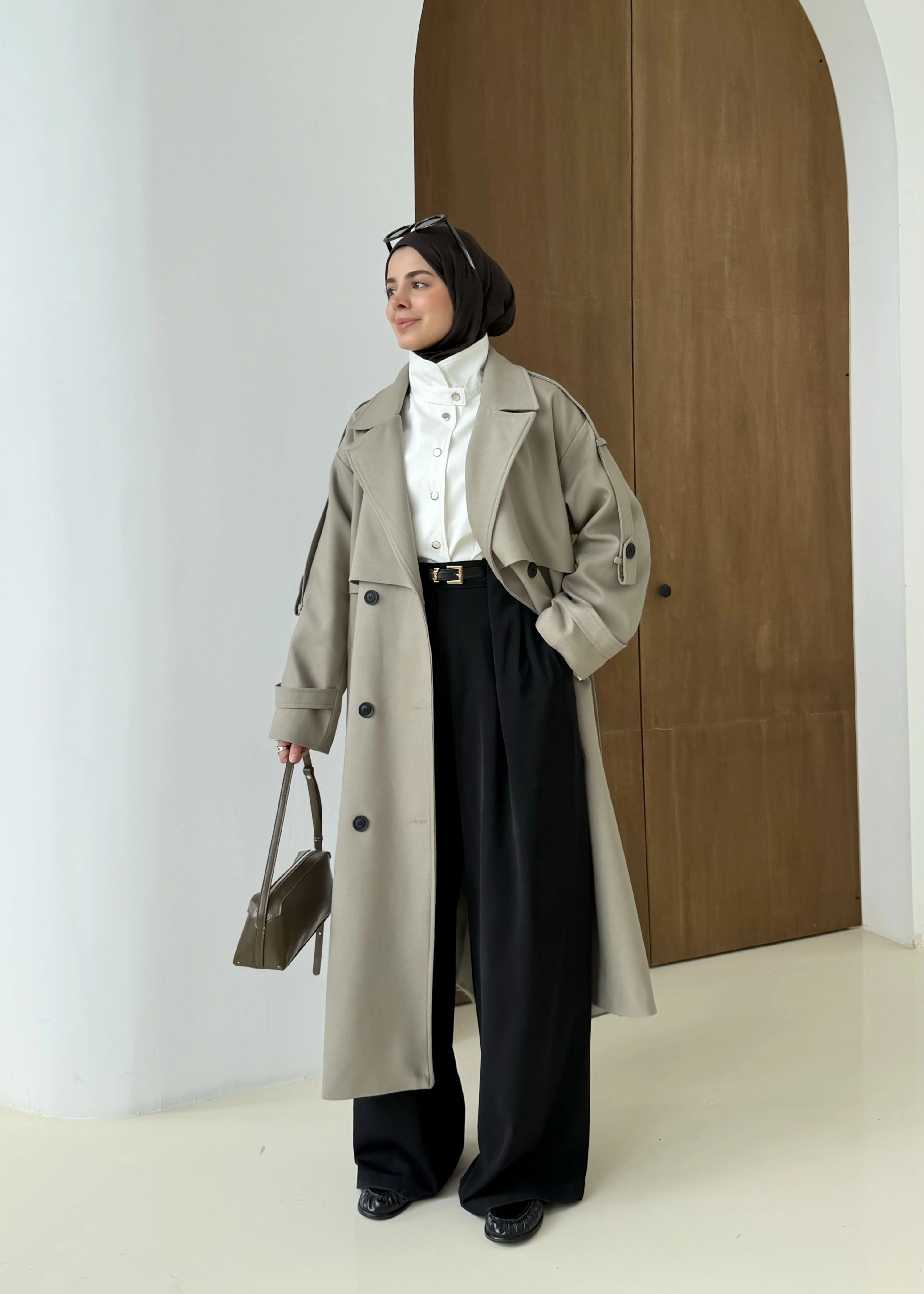 2045 PREMİUM POLEVİSKON UZUN SALAŞ TRENÇKOT yeşil