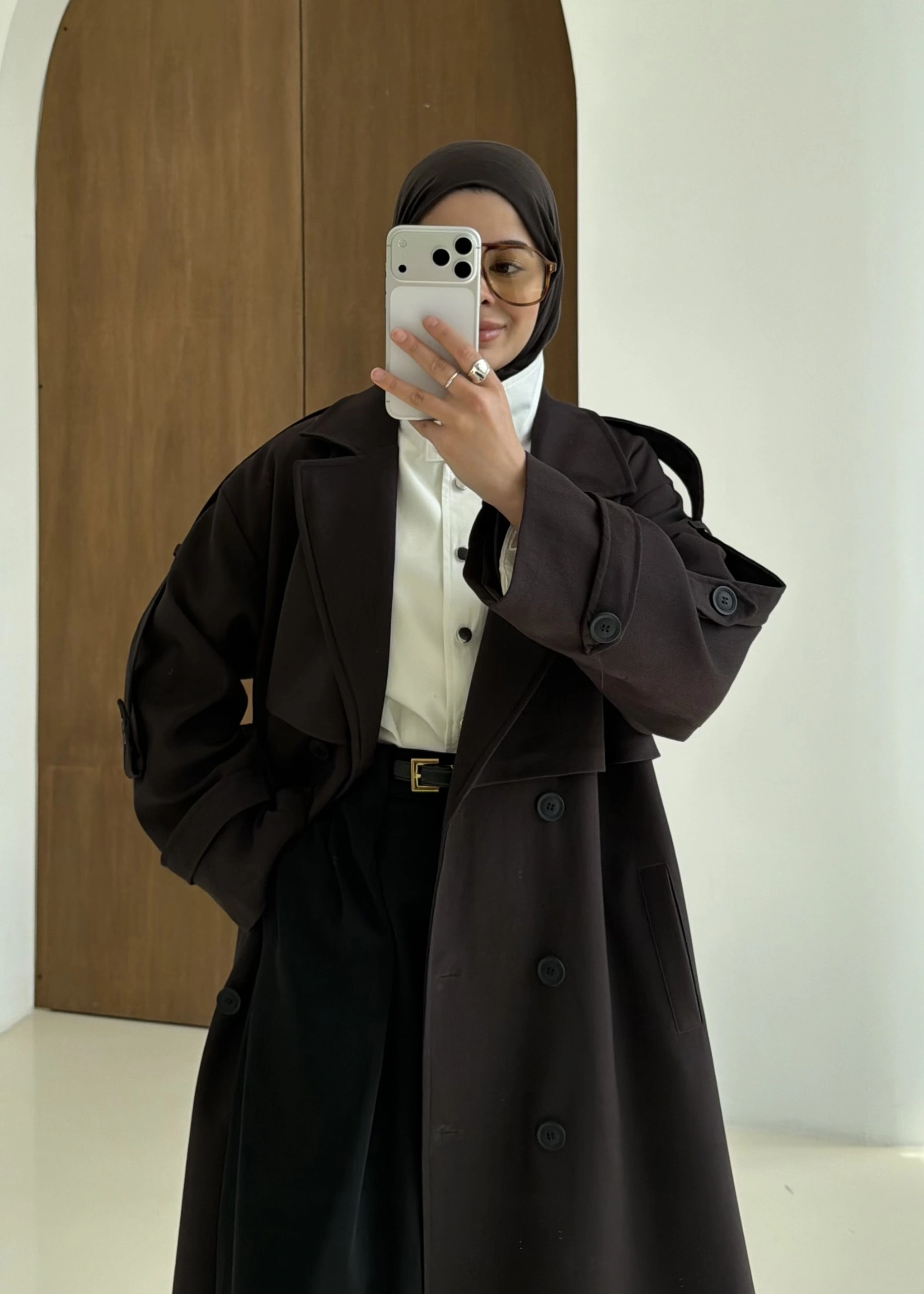 2045 PREMİUM POLEVİSKON UZUN SALAŞ TRENÇKOT acı kahve