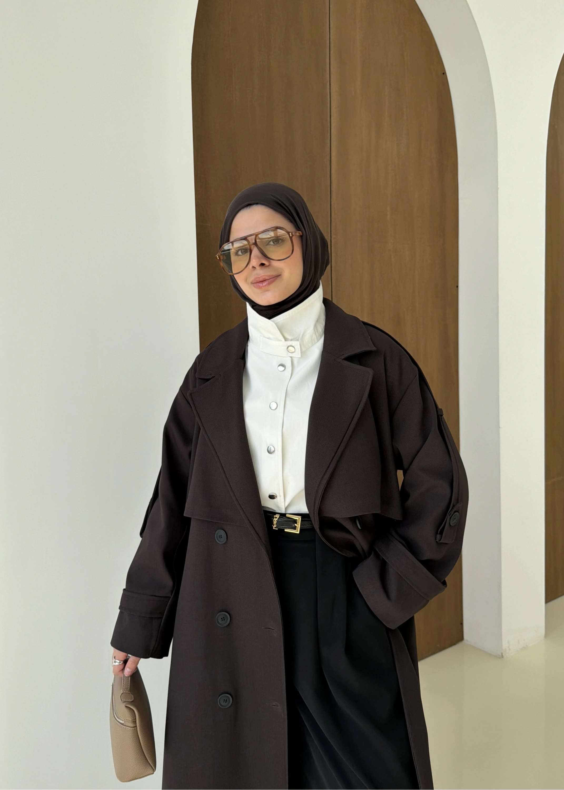 2045 PREMİUM POLEVİSKON UZUN SALAŞ TRENÇKOT acı kahve