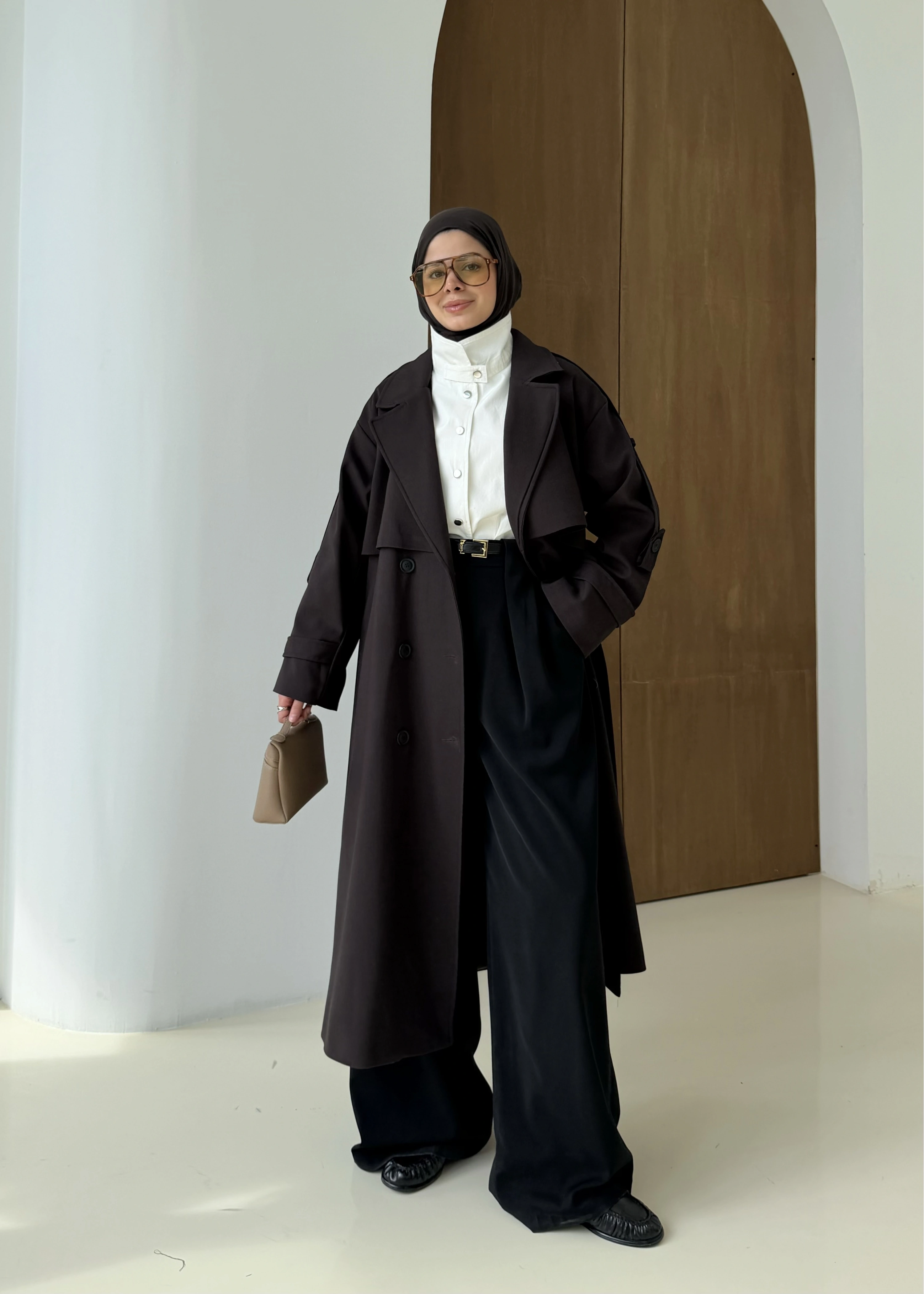 2045 PREMİUM POLEVİSKON UZUN SALAŞ TRENÇKOT acı kahve