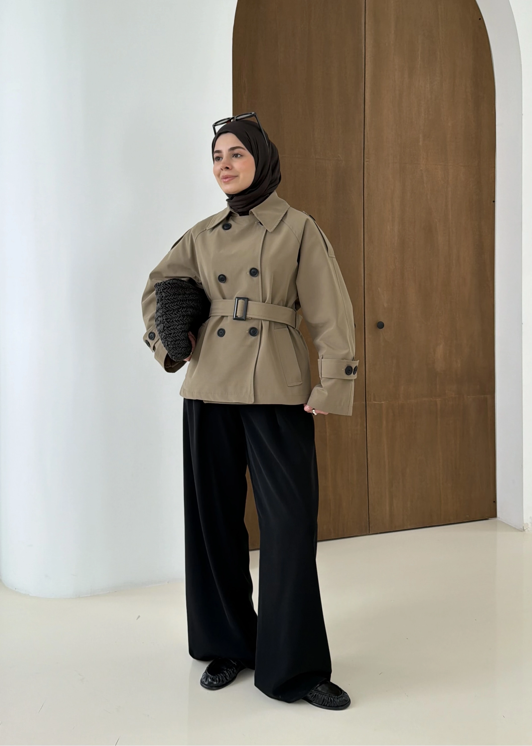 2091 BERSHKA PREMİUM TRENÇ YEŞİL