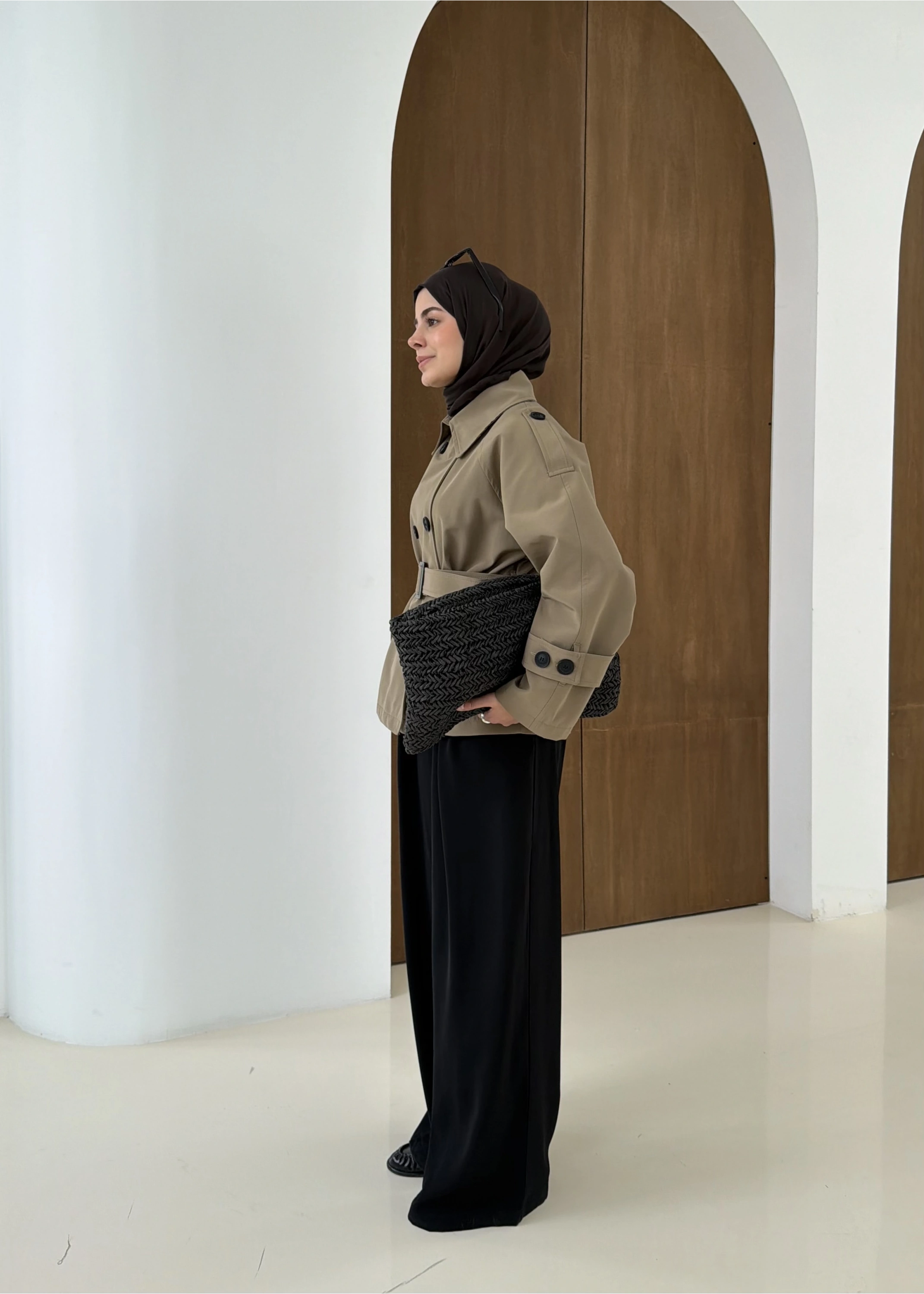 2091 BERSHKA PREMİUM TRENÇ YEŞİL