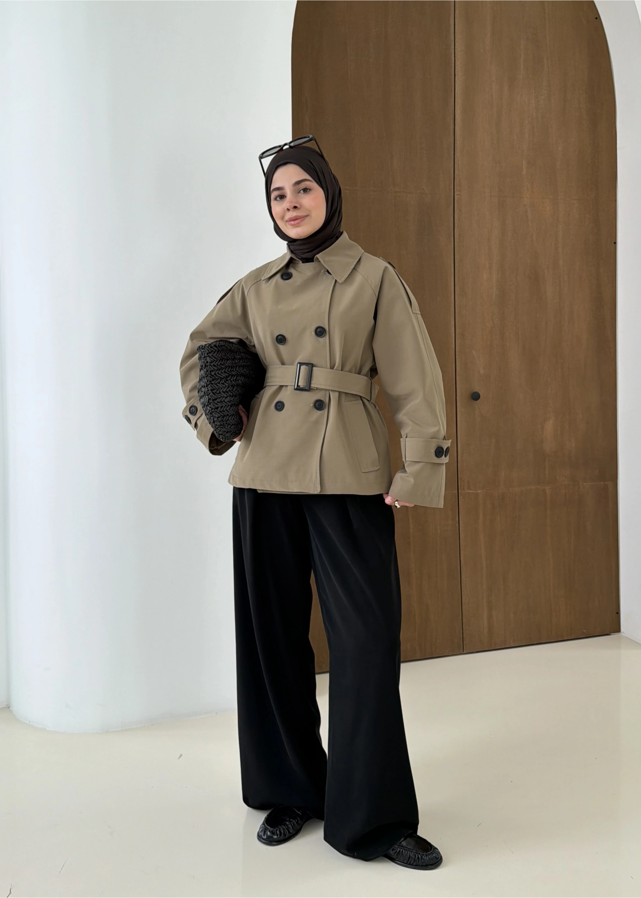 2091 BERSHKA PREMİUM TRENÇ YEŞİL