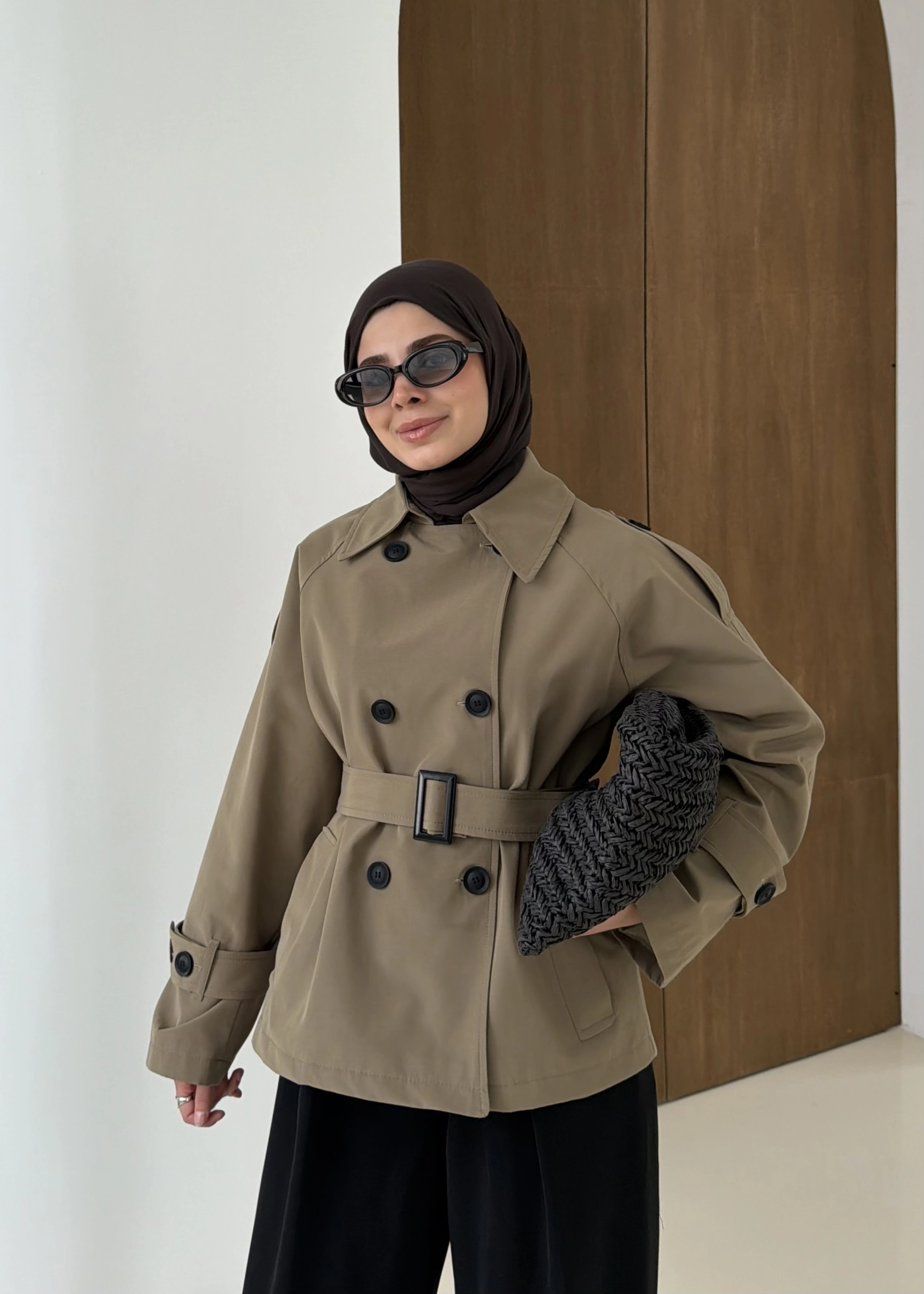 2091 BERSHKA PREMİUM TRENÇ YEŞİL