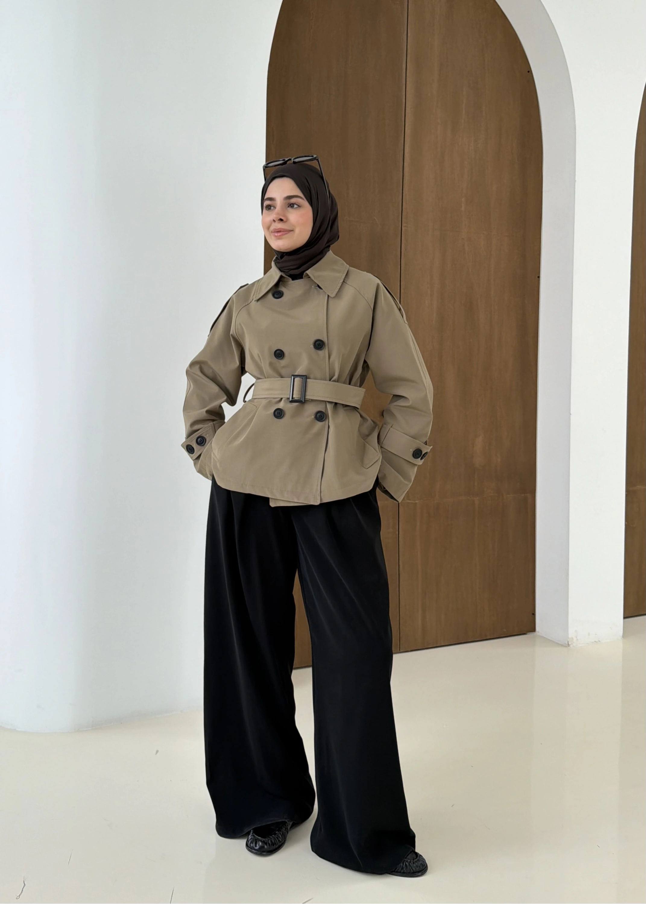 2091 BERSHKA PREMİUM TRENÇ YEŞİL