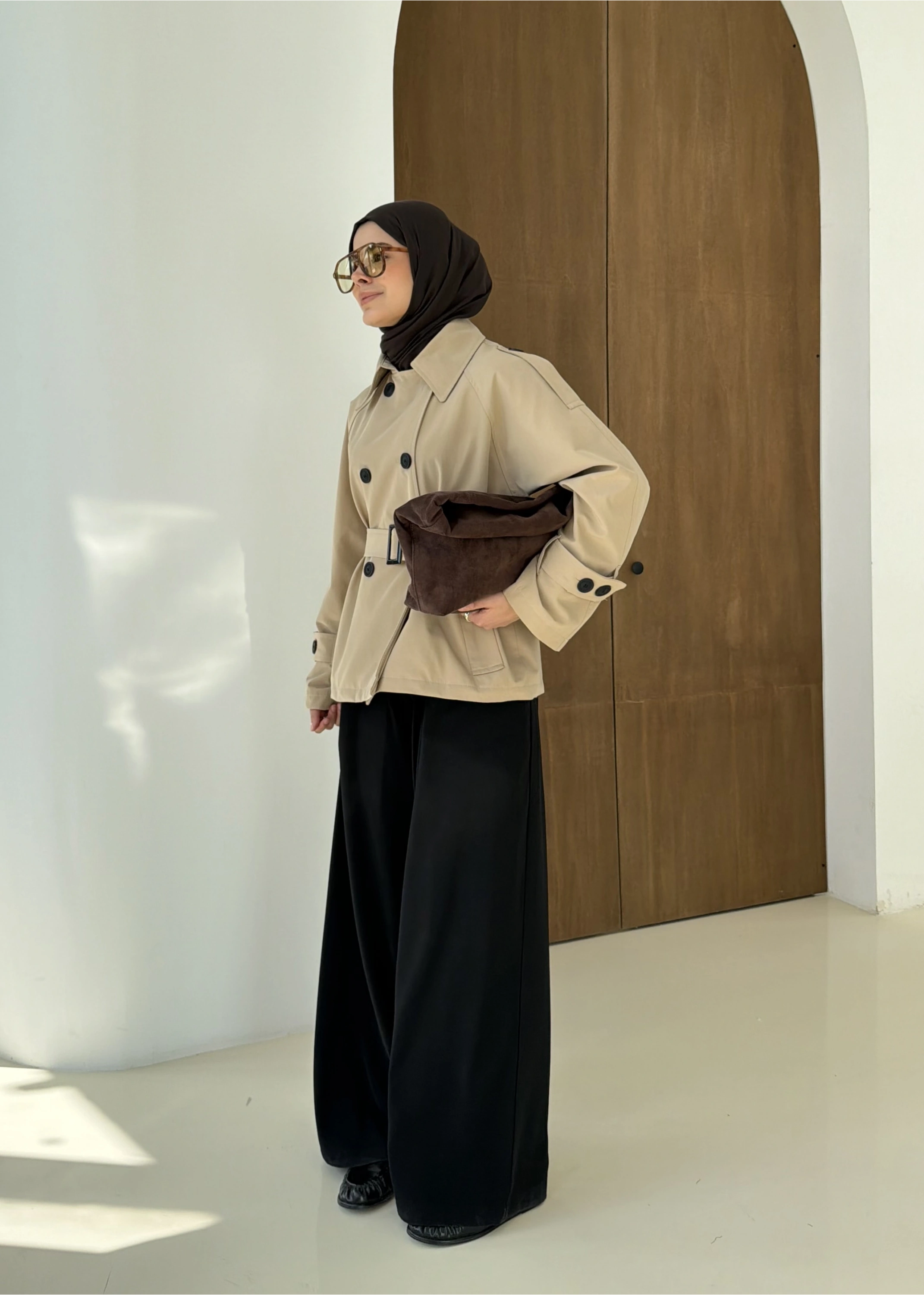 2091 BERSHKA PREMİUM TRENÇ TAŞ