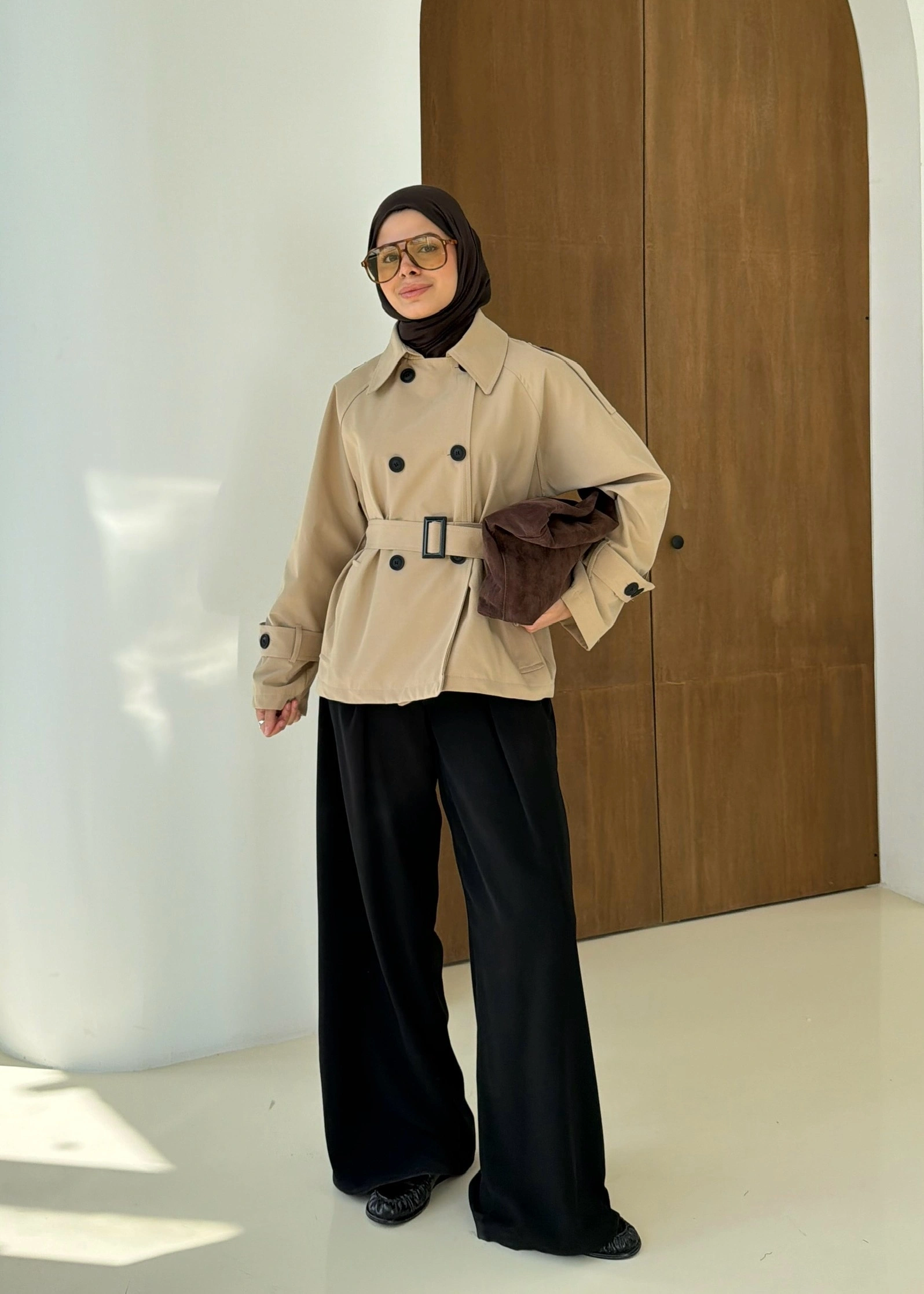 2091 BERSHKA PREMİUM TRENÇ TAŞ