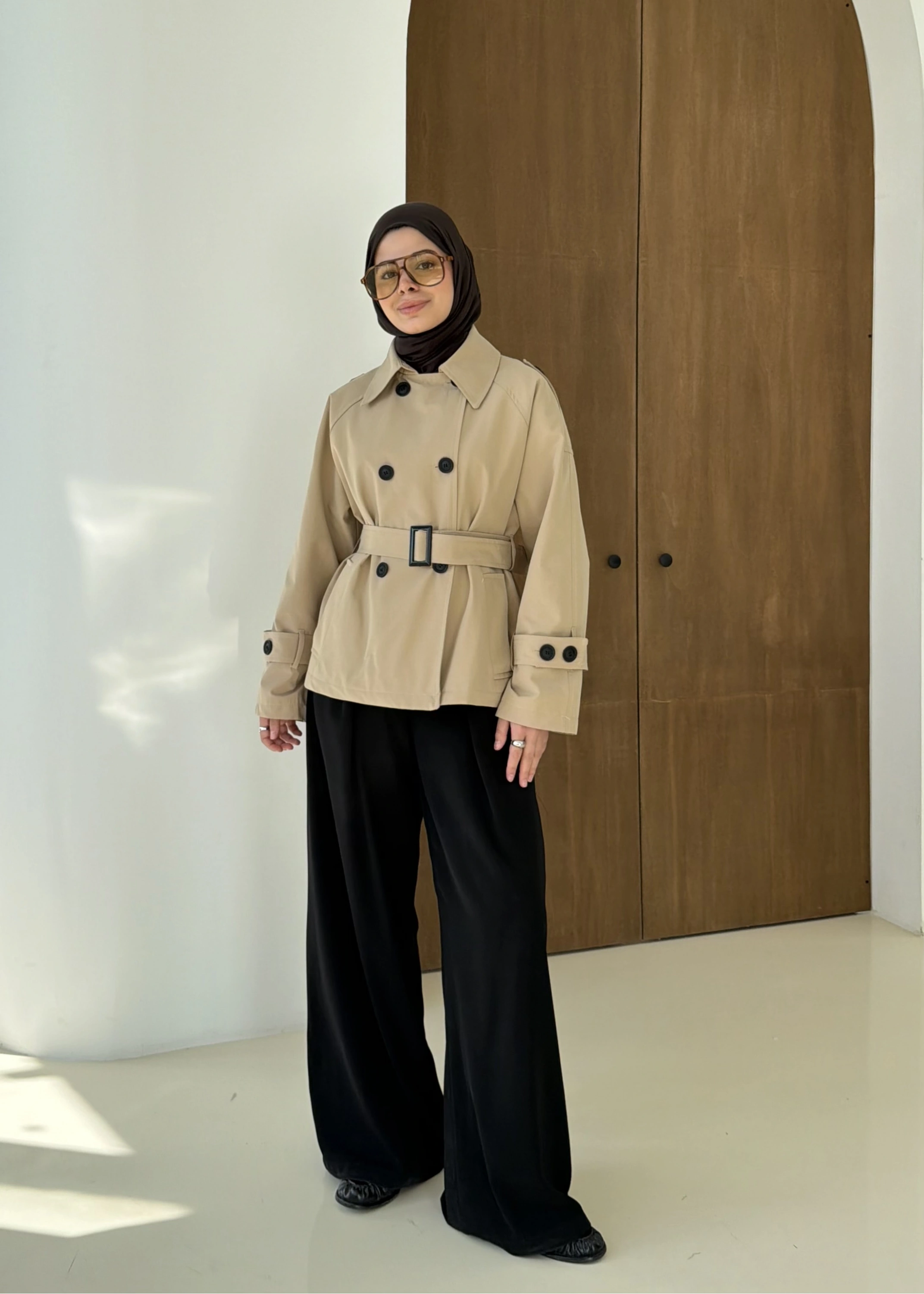 2091 BERSHKA PREMİUM TRENÇ TAŞ