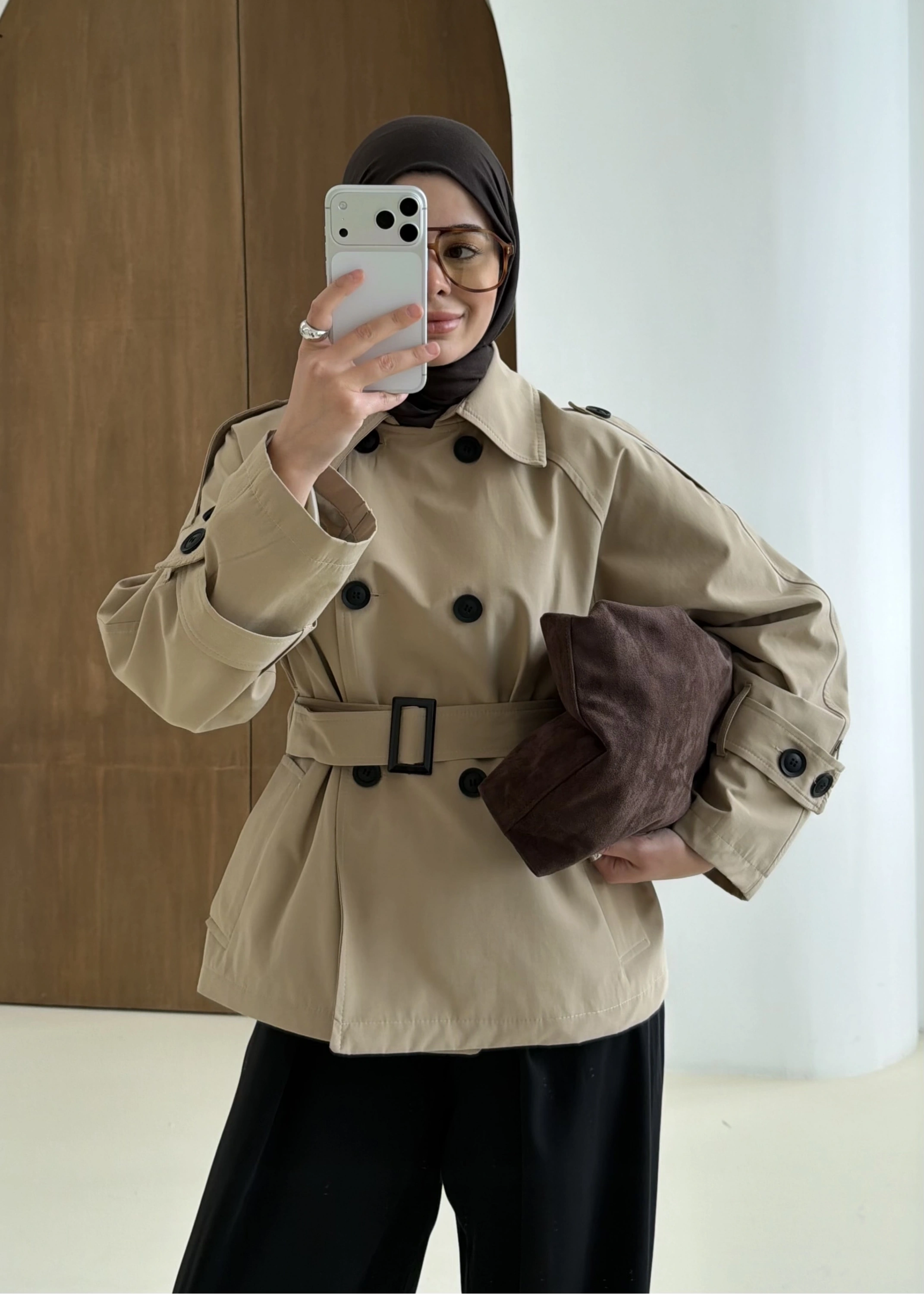 2091 BERSHKA PREMİUM TRENÇ TAŞ