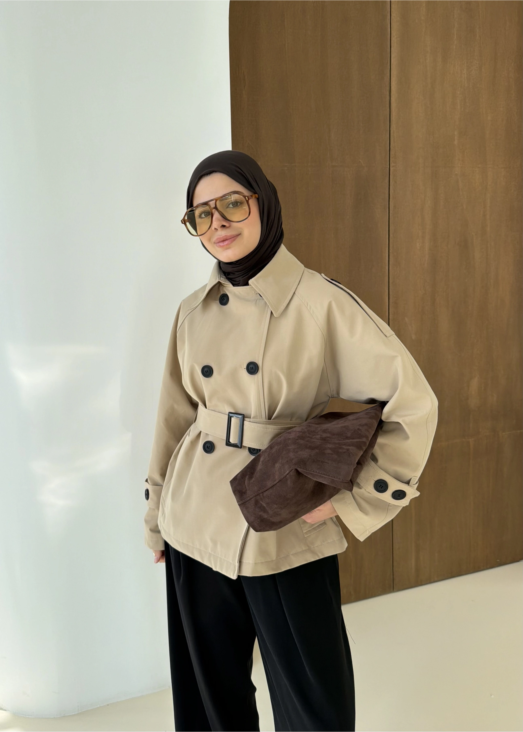 2091 BERSHKA PREMİUM TRENÇ TAŞ